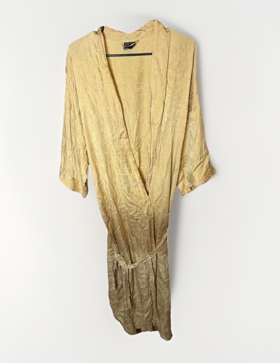 VTG 90’s MORGAN TAYLOR INTIMATES BLUE FLORAL Gold Paisley Robe W/ BELT SZ M