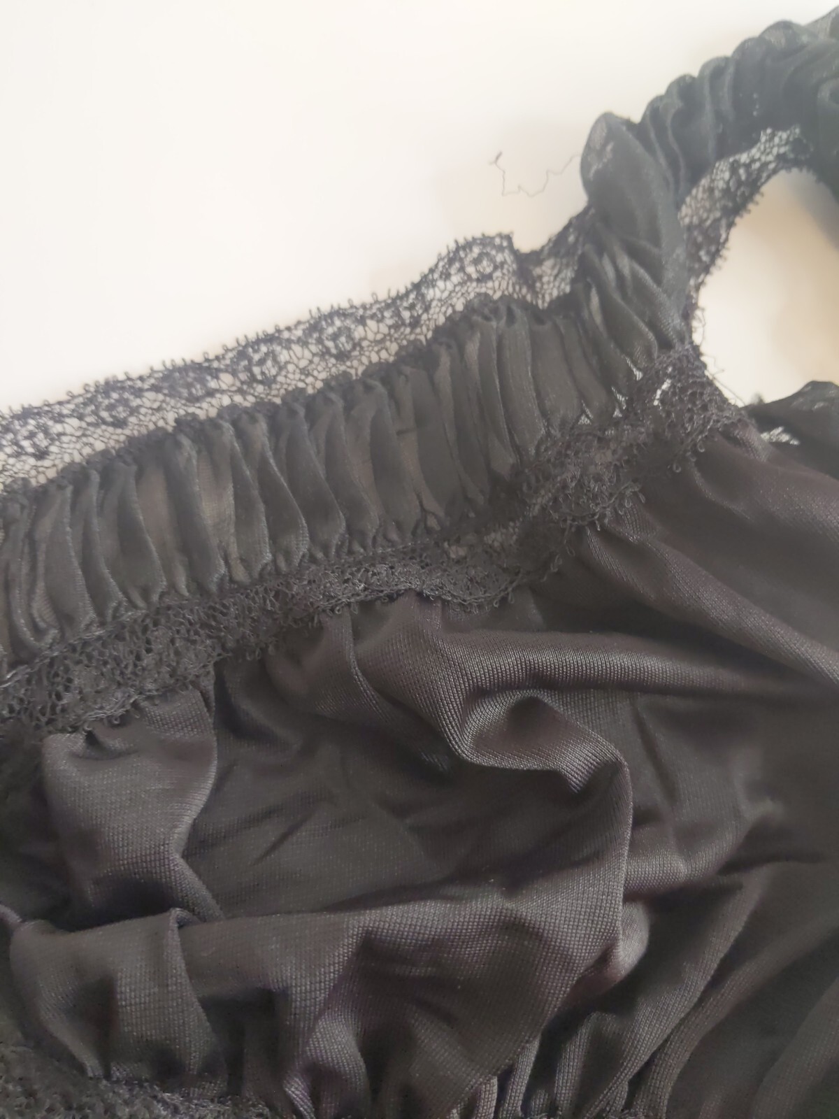 Vtg Gotham Gold Stripe Long Black Nightgown Nylon Tricot