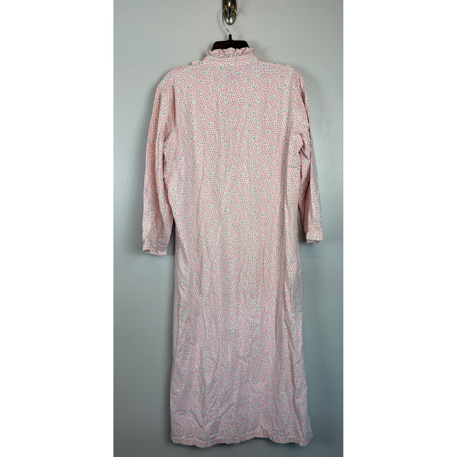 Moonlight Bay Vintage Pink Floral Cotton Flannel Nightgown Medium Cottagecore