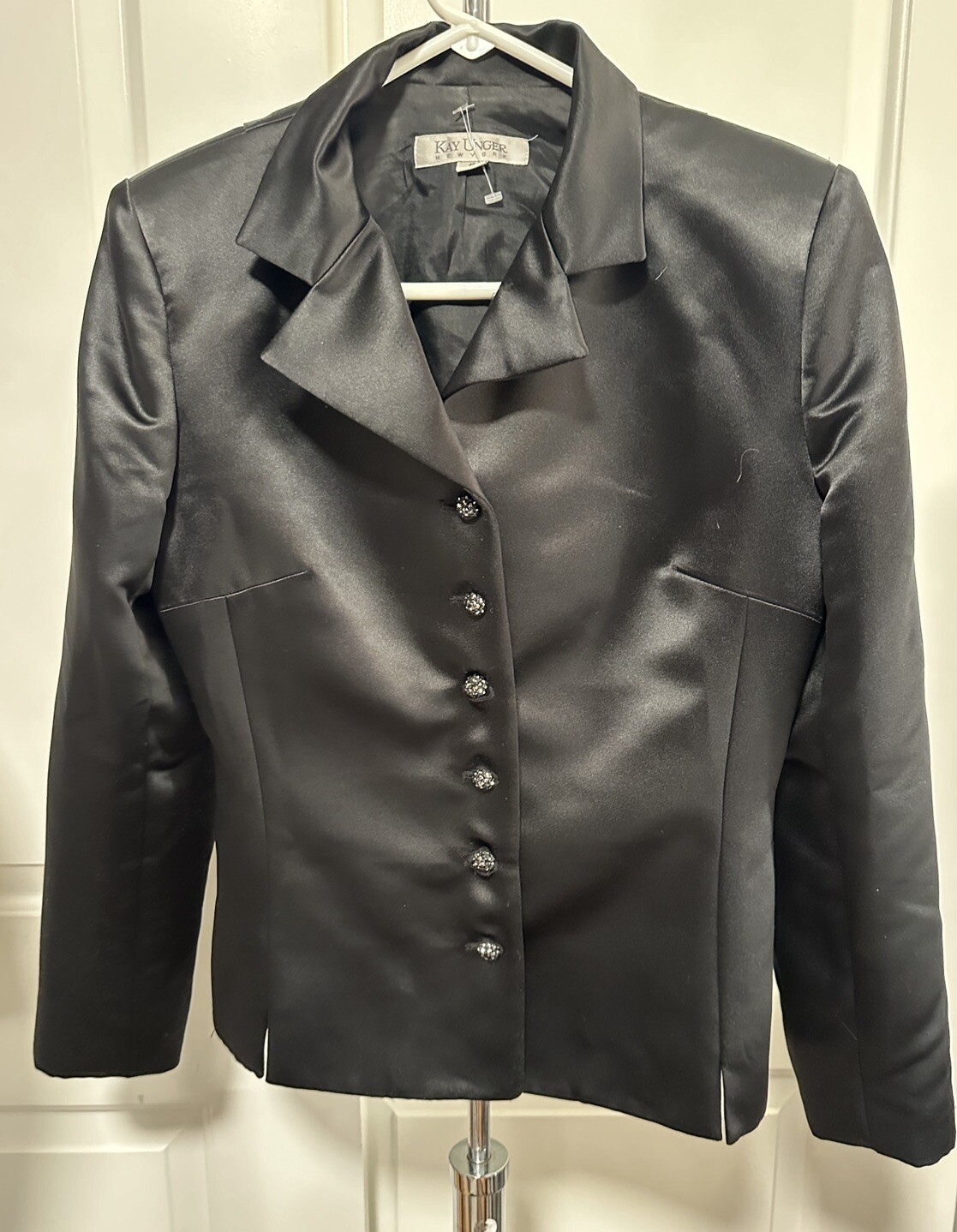 Vintage Kay Unger Evening Jacket Fitted Waist Cocktail Sz 6 Black Formal Fancy