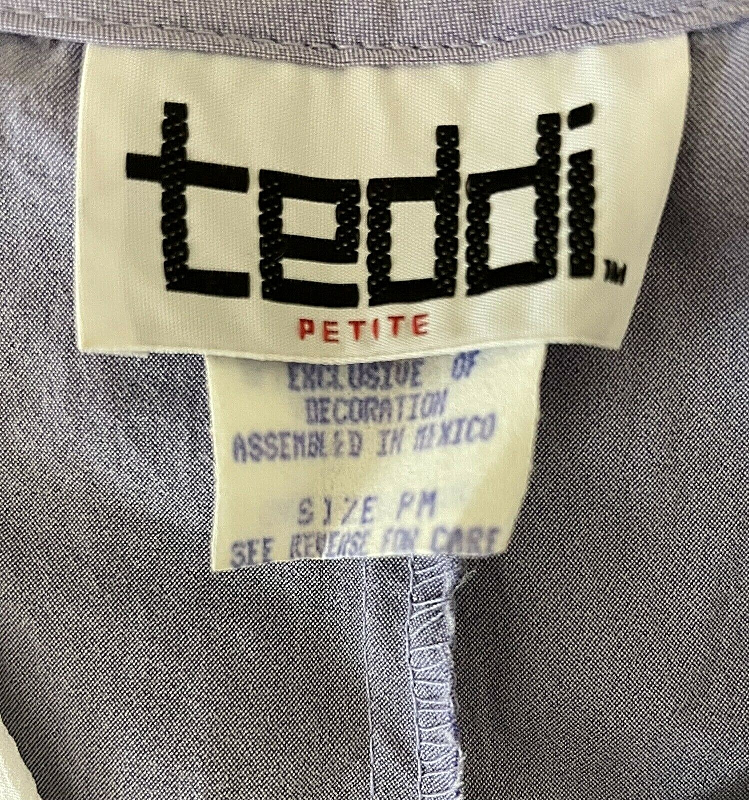 VINTAGE Teddi Petite Women’s Top Petite PM Lavender White Floral Pearls