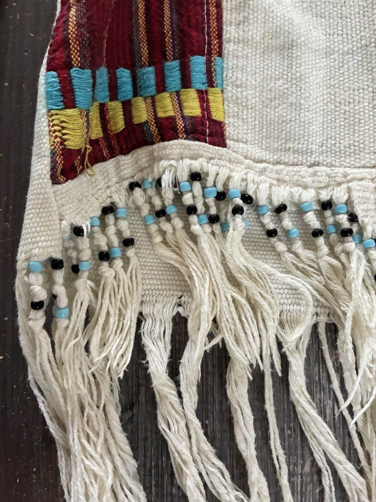 Vintage Hand Woven Guatemalan Beaded Top Small- Med Boho Aztec Southwestern VTG