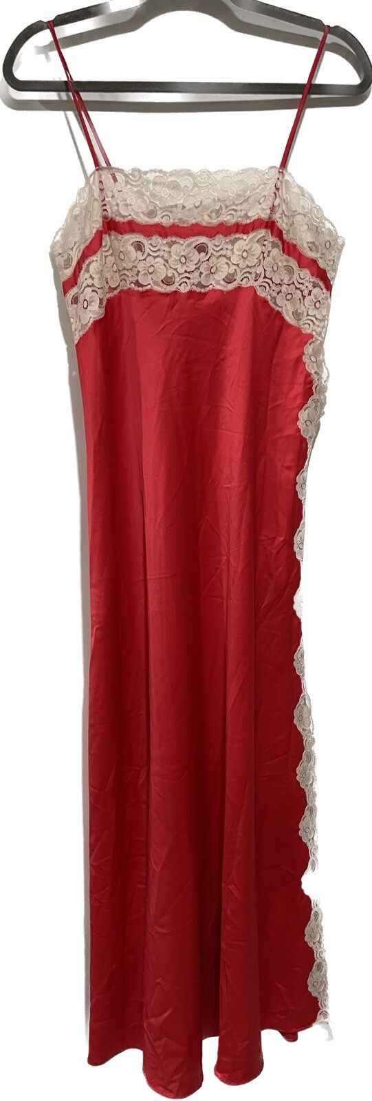 Vintage Eve Stillman Red Lace Maxi Length Nightgown Nighty Sexy 1970s Size M