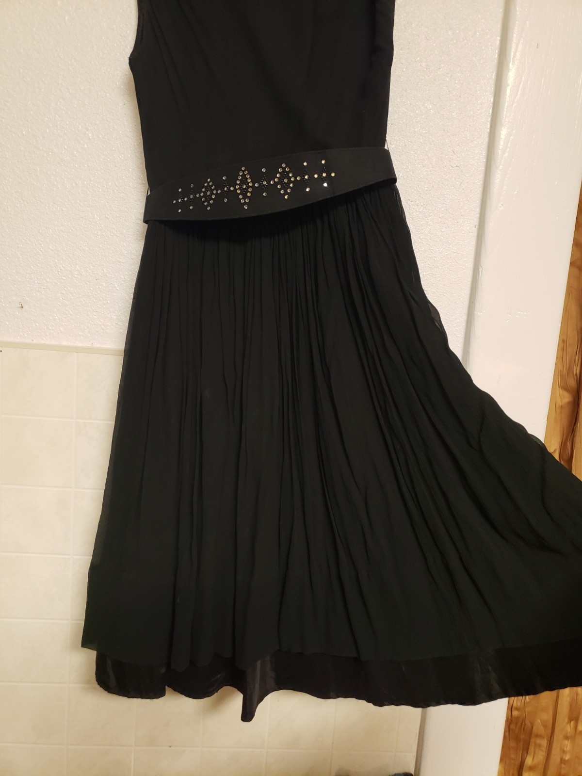 Vintage 1950s Dress Sleeveless Black Flare Skirt R & K Originals Semi Formal Sm