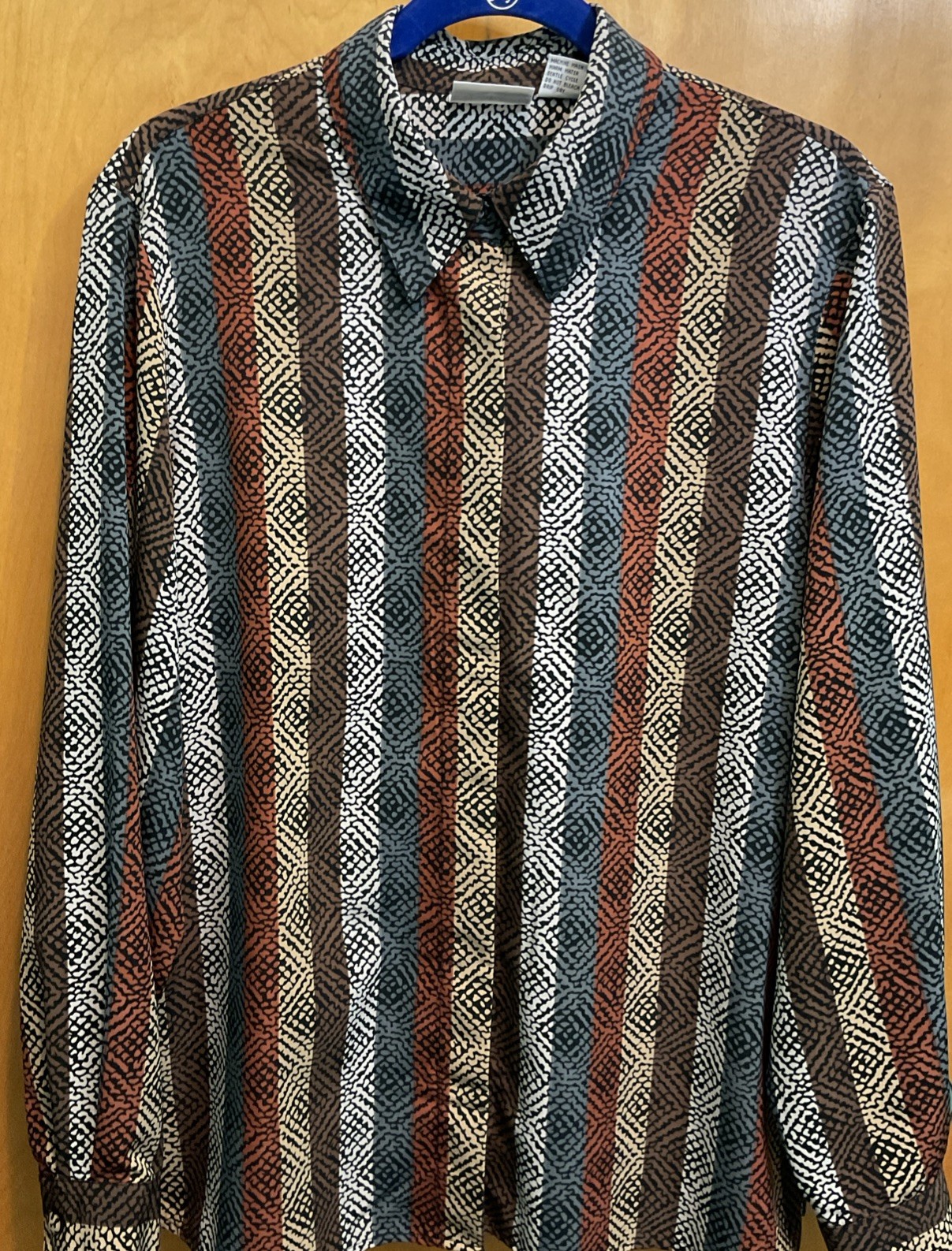 Women’s Alfred Dunner Polyester Buttoned LS shirt 70s Vintage Grandma Core Sz 16