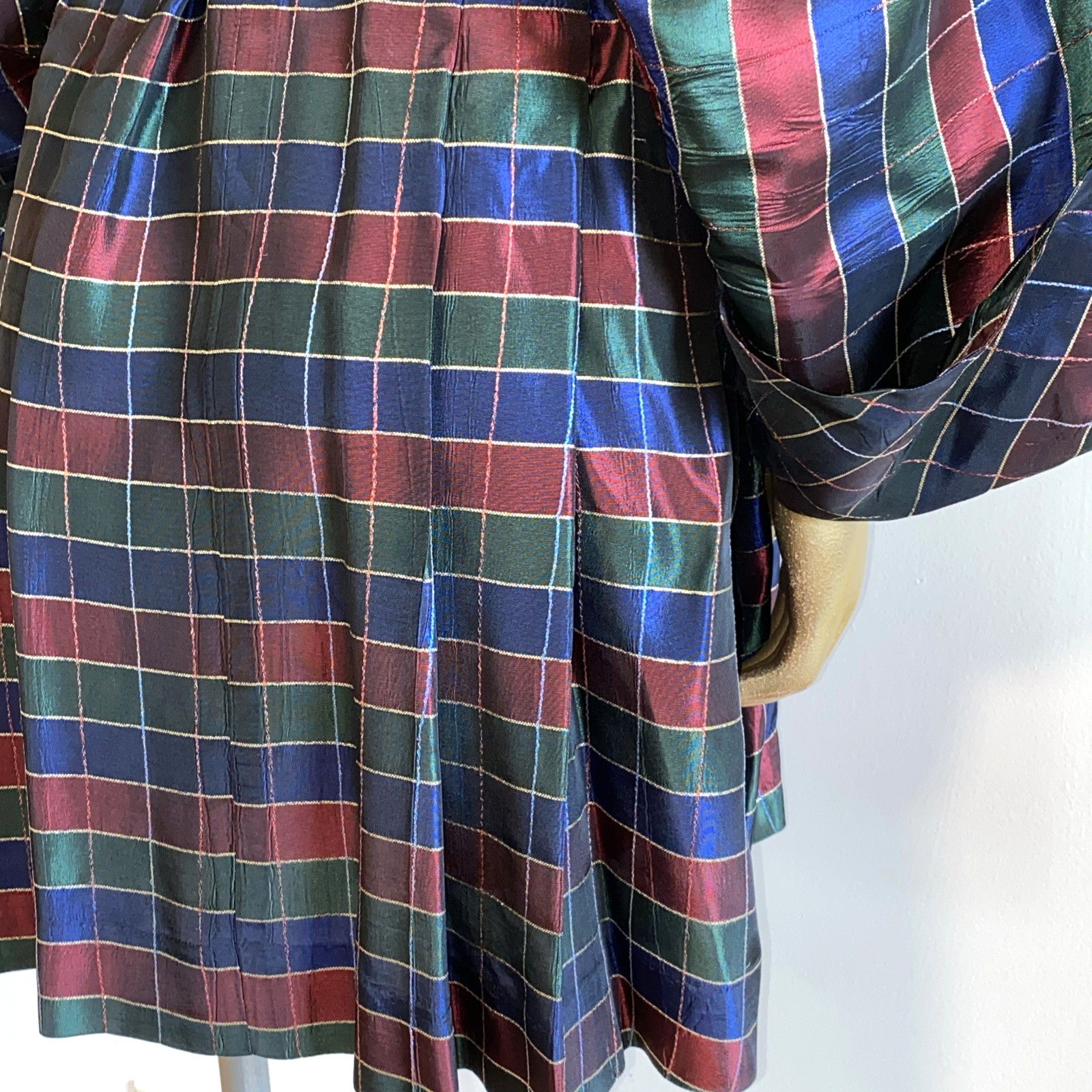 Vintage 40’s 50’s KAMORE Iridescent Taffeta Glam Hostess Jacket L Top Pockets