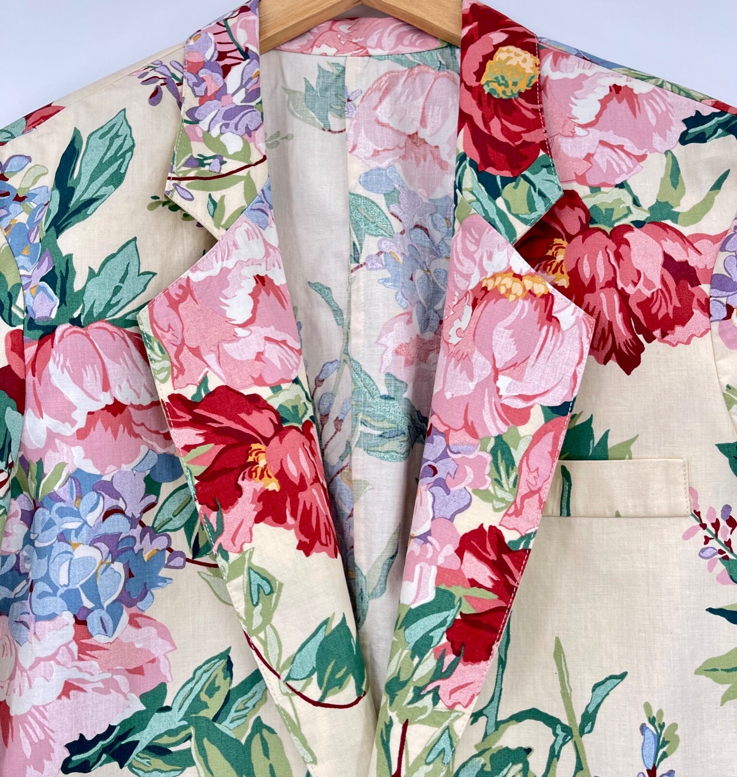 Karen Kane 90’s Floral Blazer XS/S Polished Cotton Romantic Feminine Oversized