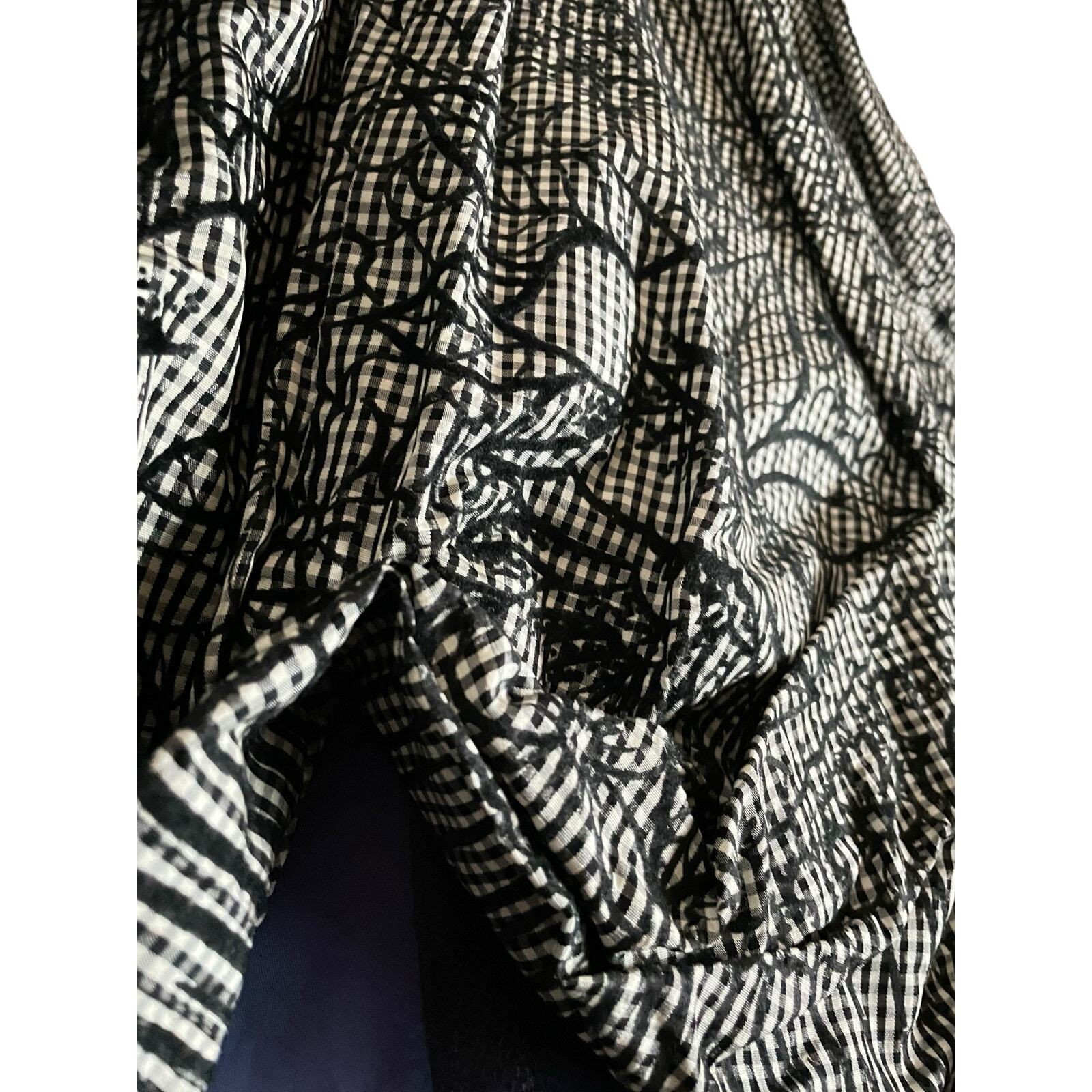 Upcycled Vintage 50s Black & White Checkered Flocked Full Skirt Funky Petticoat