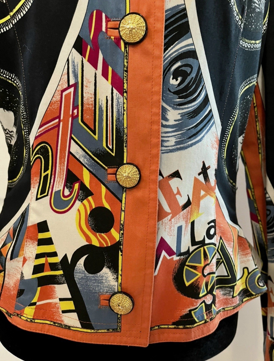 Vintage GIANNI VERSACE Multicolor 100% Cotton Jacket, Made In Italy, Signed