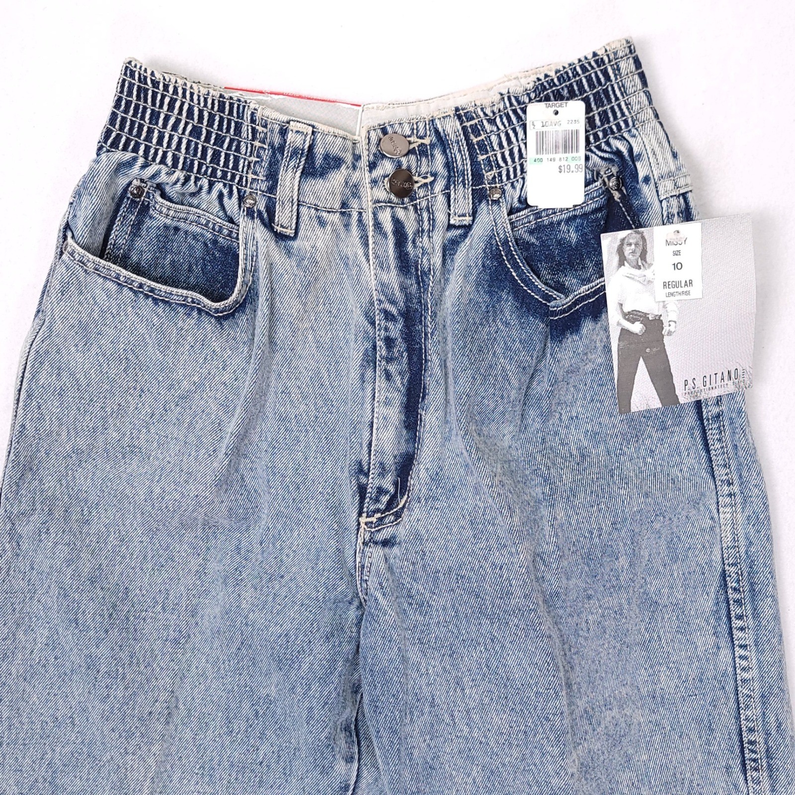 Vintage PS Gitano High Waisted Acid Wash Tapered Mom Jeans NWT Size 10 Regular