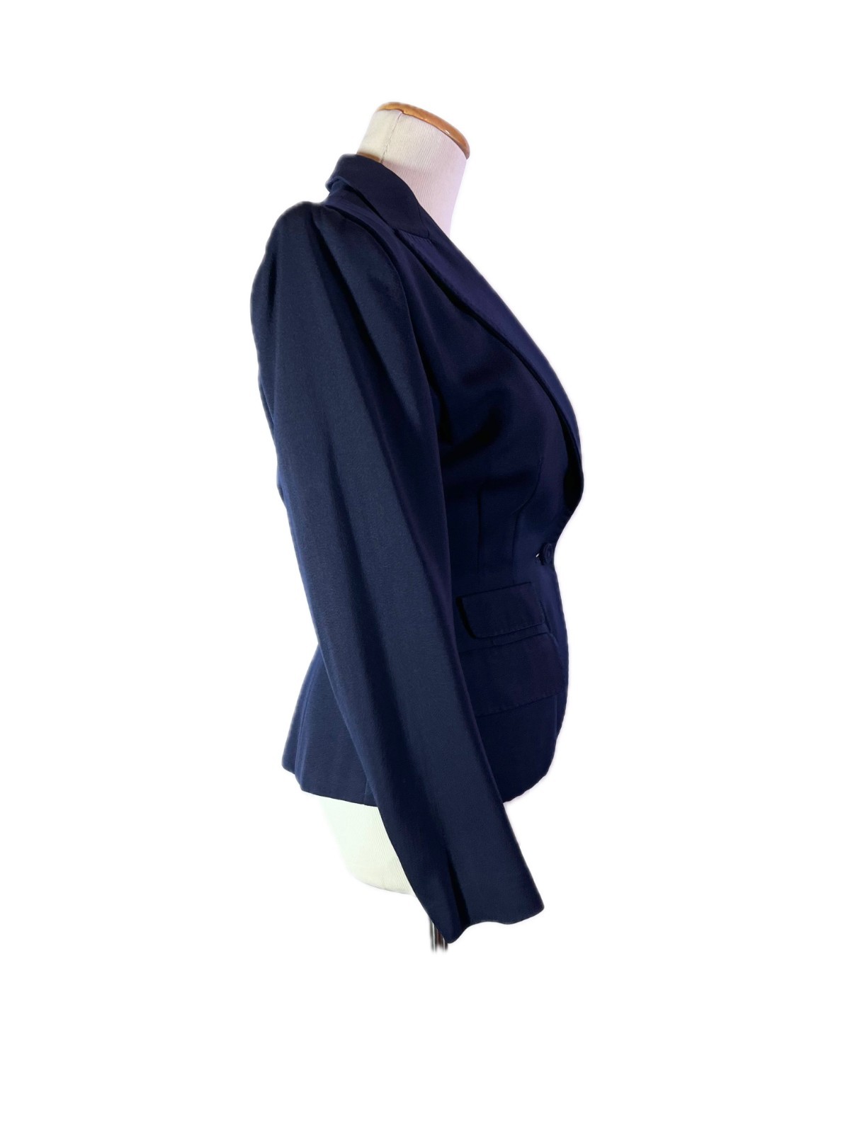 Vintage 1960s Fitted Navy Blue Blazer Jacket Shoulder Pads