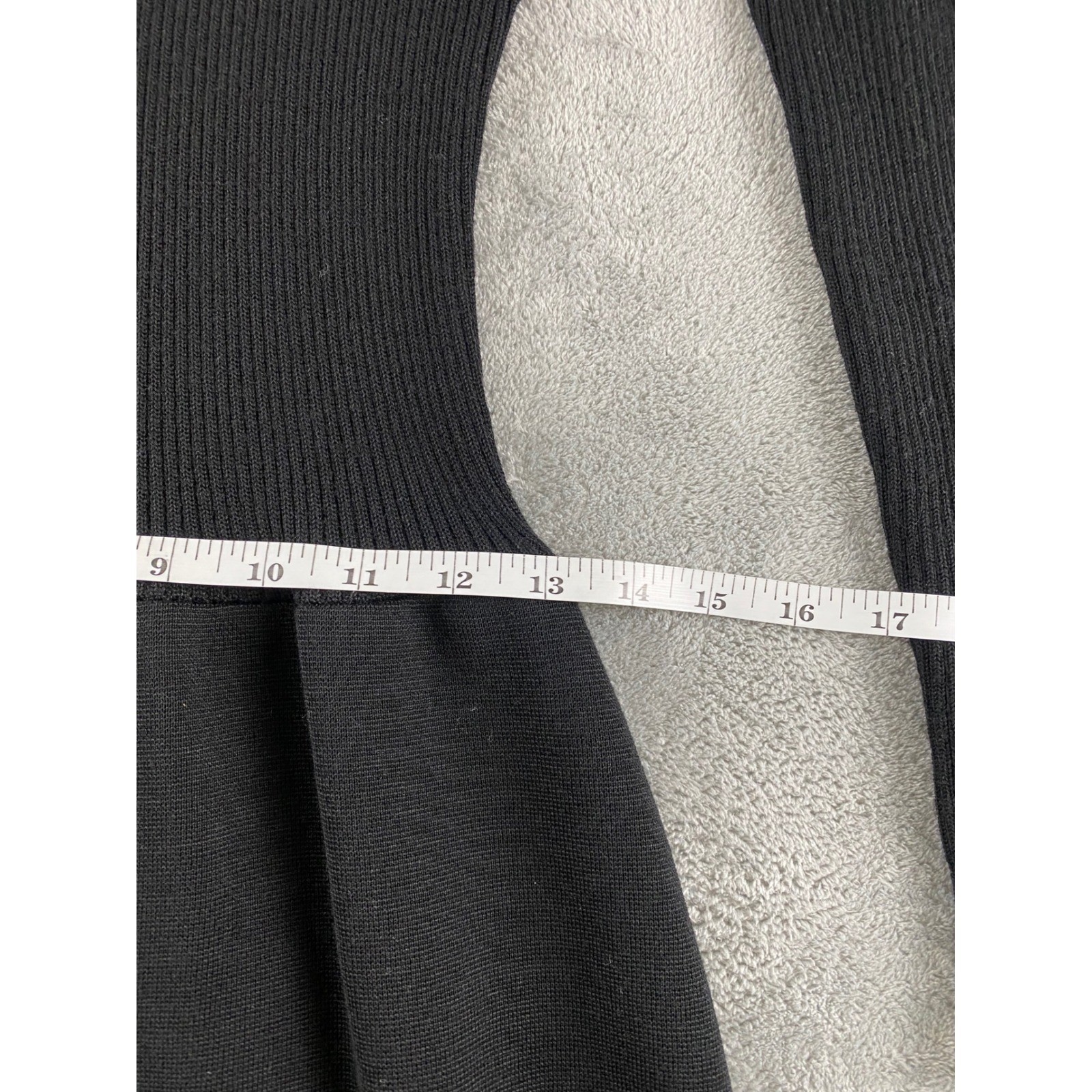 Vintage Sears Knit Boutique Black 100% Wool Turtleneck Ribbed Midi Dress 14