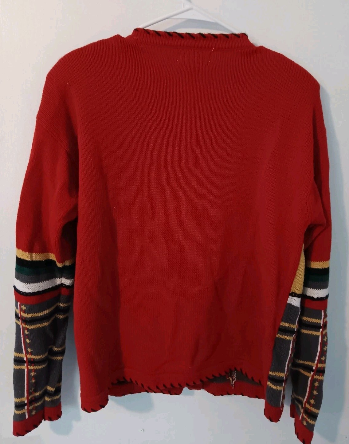 Margules Vintage Sweater Cardigan Medium Shoulder Pads Red Multicolor