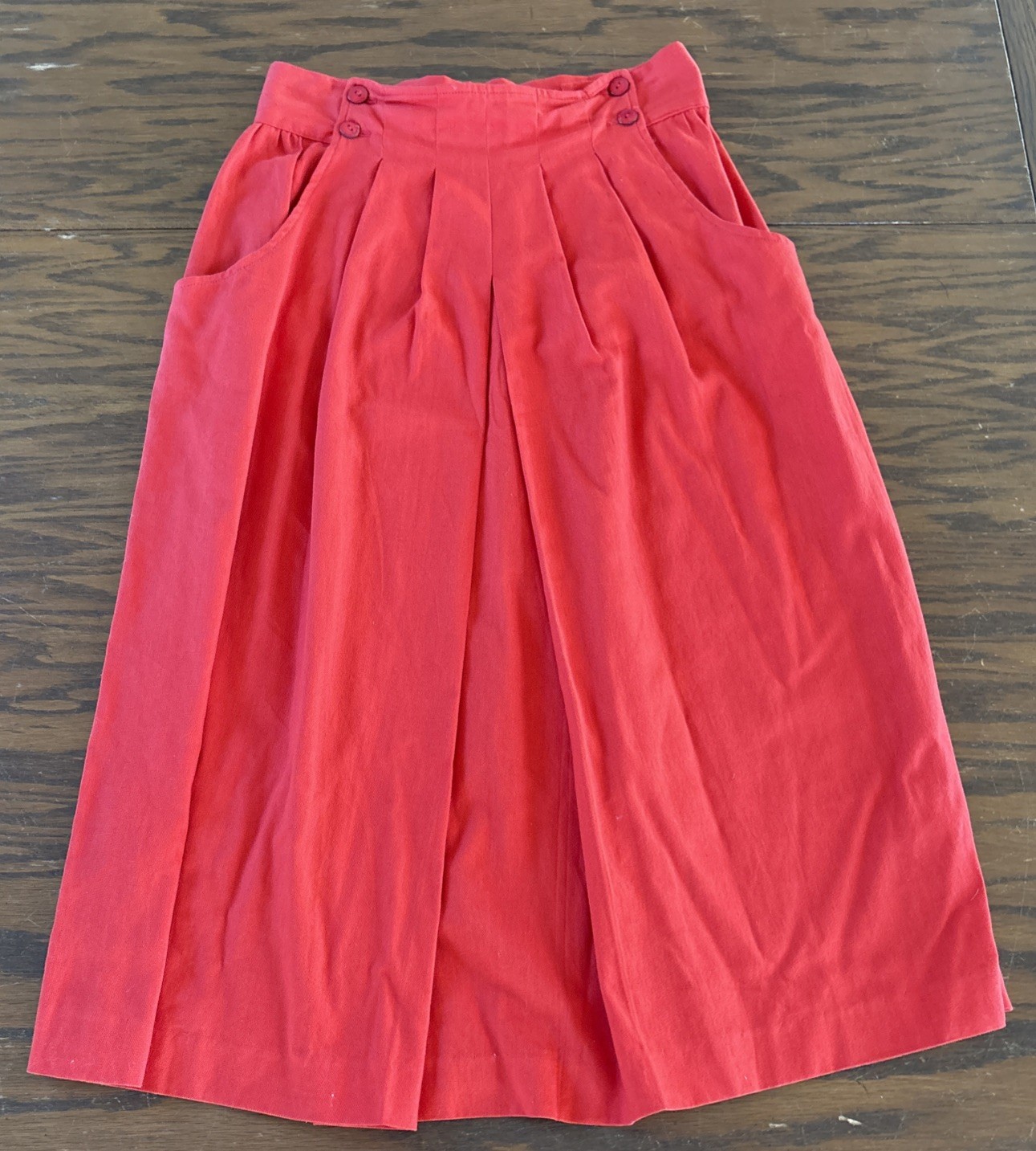 Vintage Salvatore Ferragamo Red Pleated Cotton Skirt Size 8