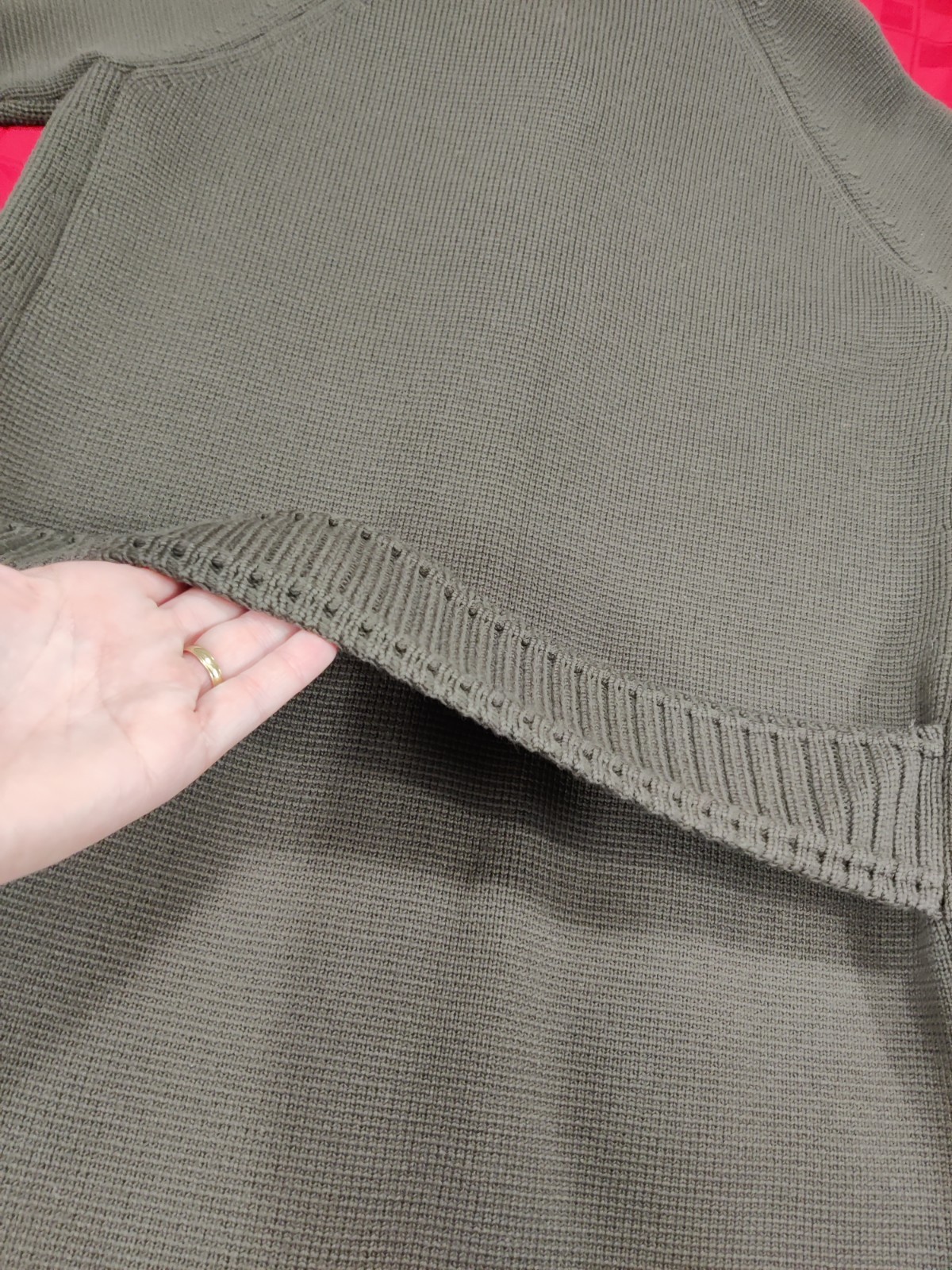 VGT. Gino Paoli Wool Long Cardigan 3/4 Sleeve Curved Collar Pockets Green 10