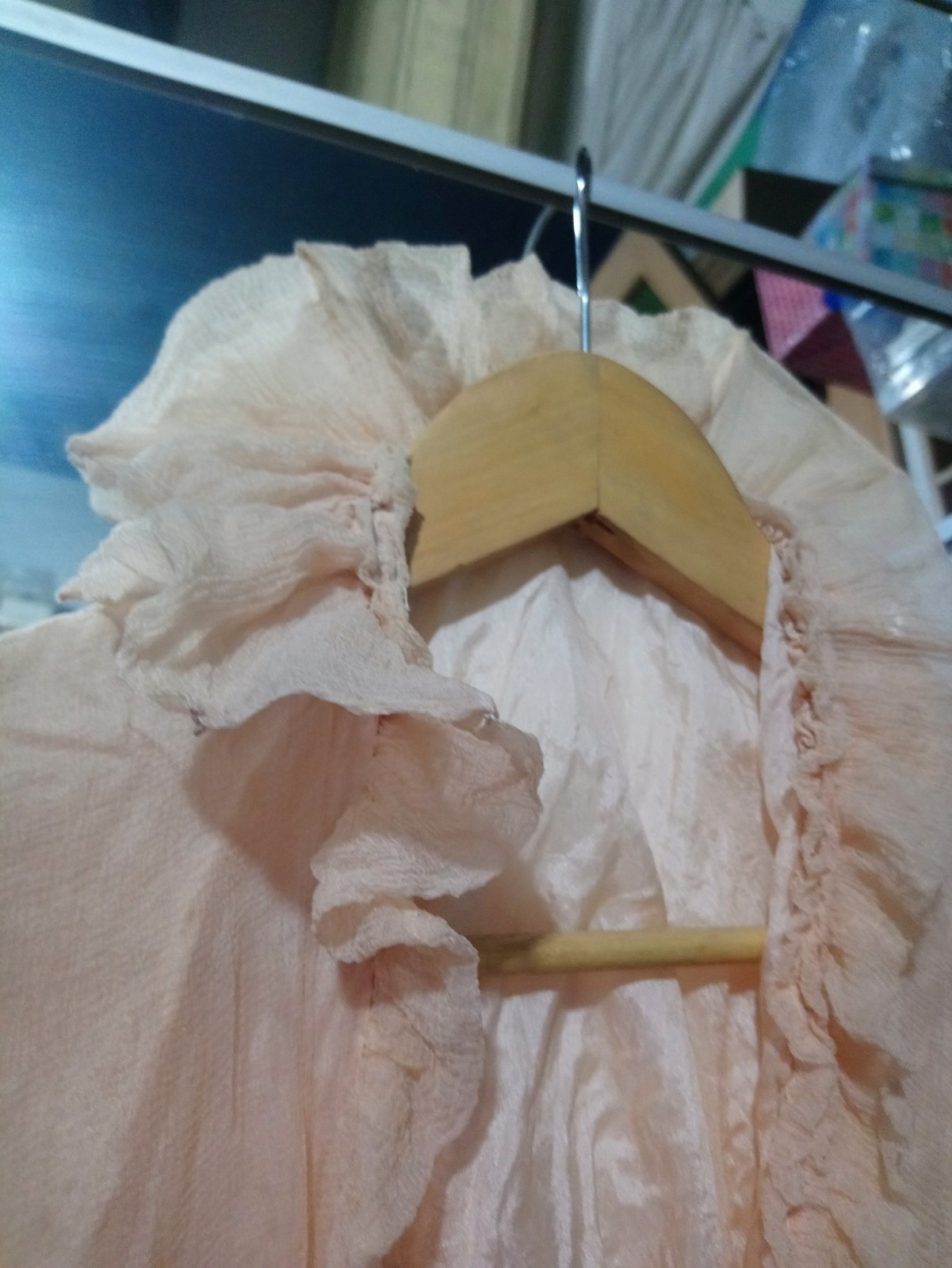 Antique Regency Sheer Muslin Bolero Peach Ruffles c.1800s Lingerie Cover-Up