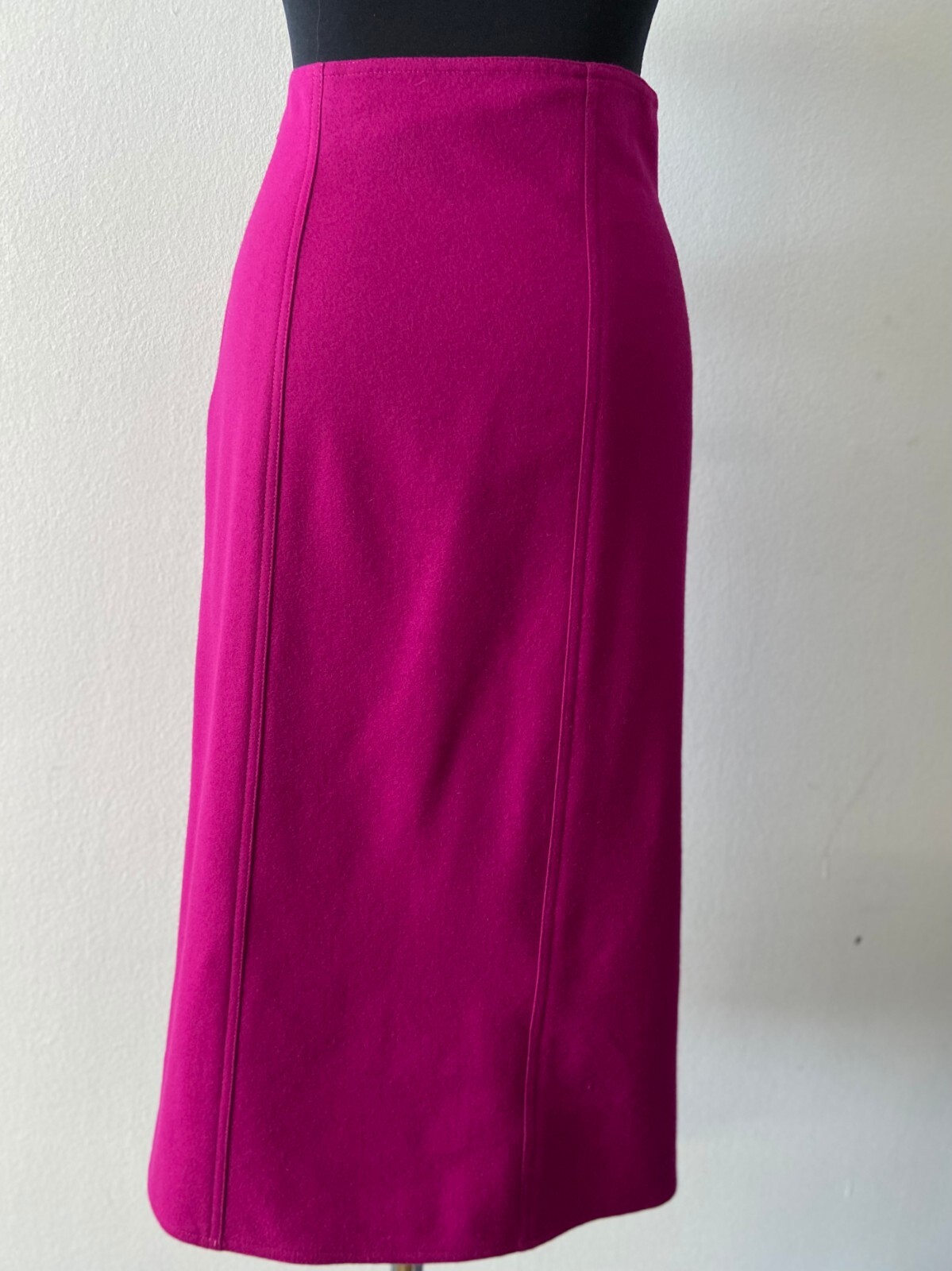 Womens Chic Vintage 90s Pink Wool Skirt | Size S | Unique Statement Piece