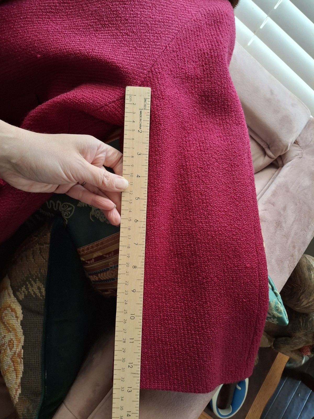 Vintage 50s/60s Sycamore Women’s Magenta Wool Coat Bracelet Sleeves Fur Collar