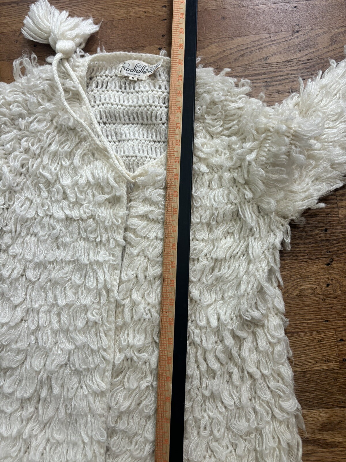 70s Rochelle California INSANE SHAGGY LOOPED Cardigan Sweater.medium