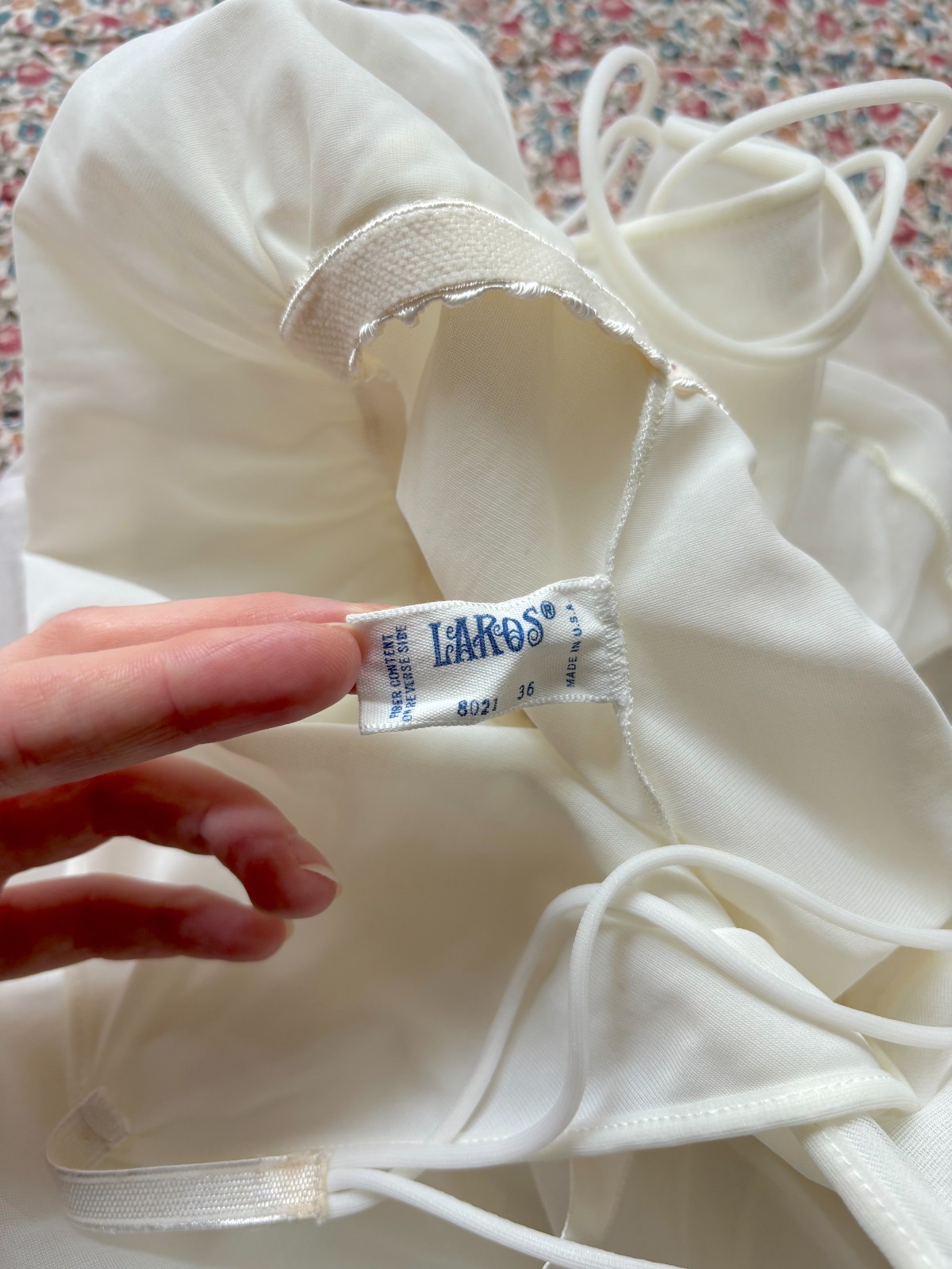 Vintage 60s Laros Short White Nightgown with Appliques: Bridal Wedding Lingerie