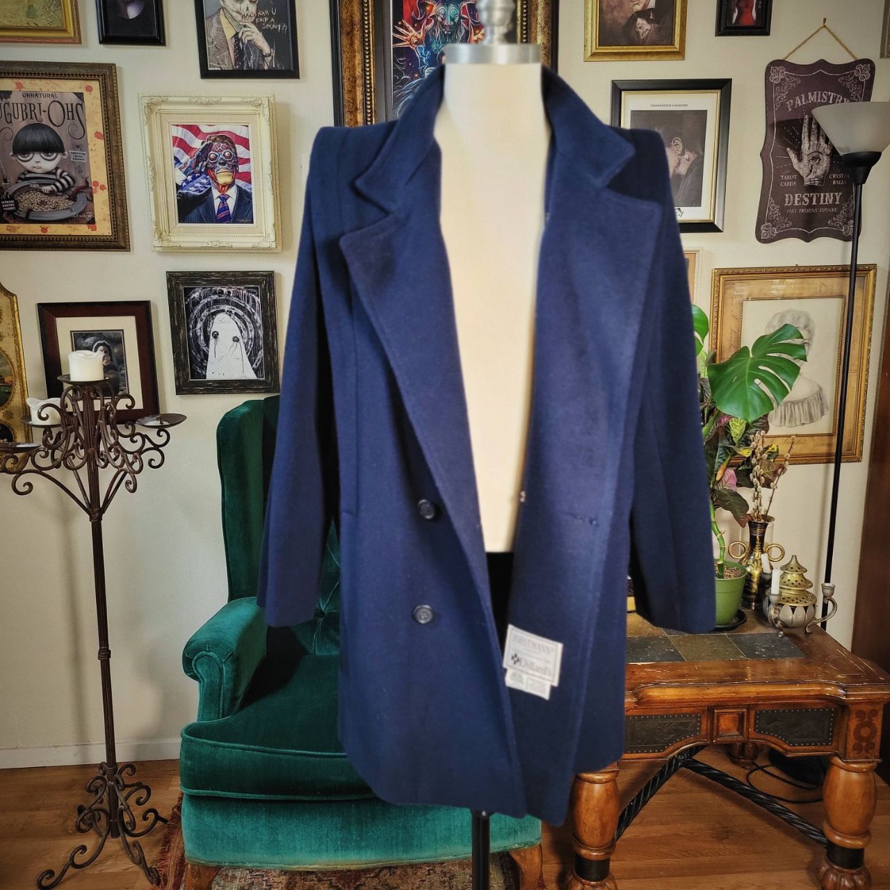 Vintage 70s PRESTON & YORK Navy Blue Coat 100% Wool Forstman – Medium