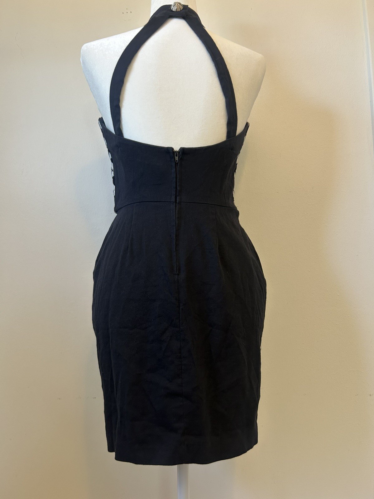 Vintage 80s/90s Private Club Studded Embellished Bustier Halter Bodycon Dress
