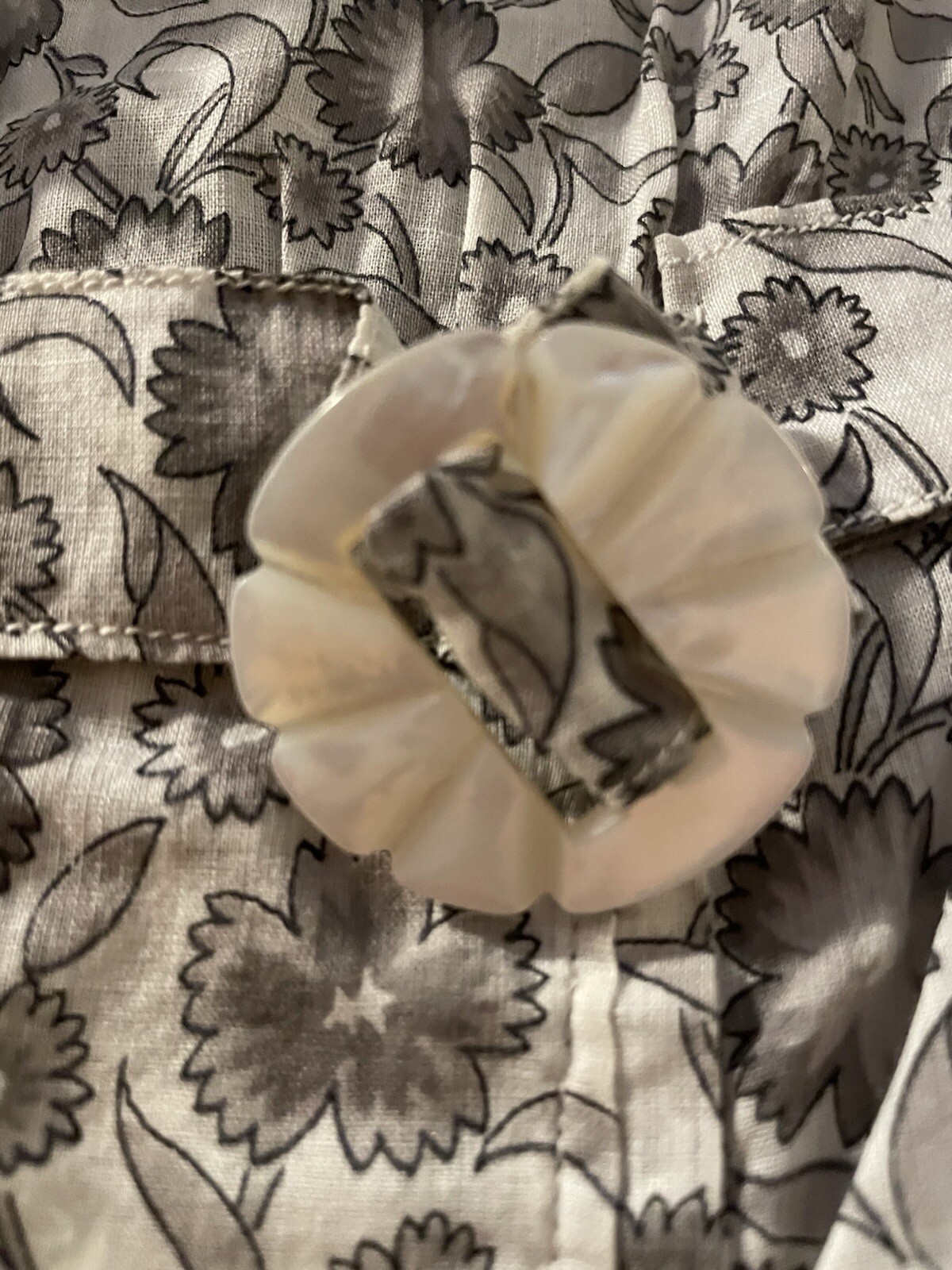 Incredible Early 1900s Cotton Calico Floral Day Dress Gray Lace