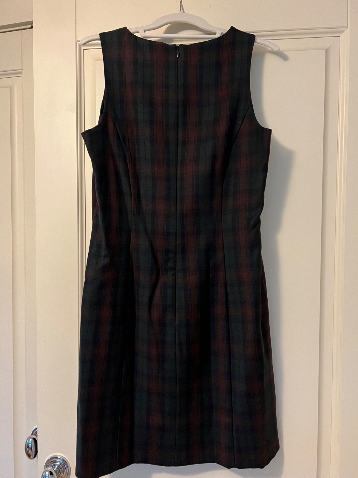 Vintage Laura Ashley Plaid Wool Dress, Fitted, NWOT, Maroon, Green, Black, US8