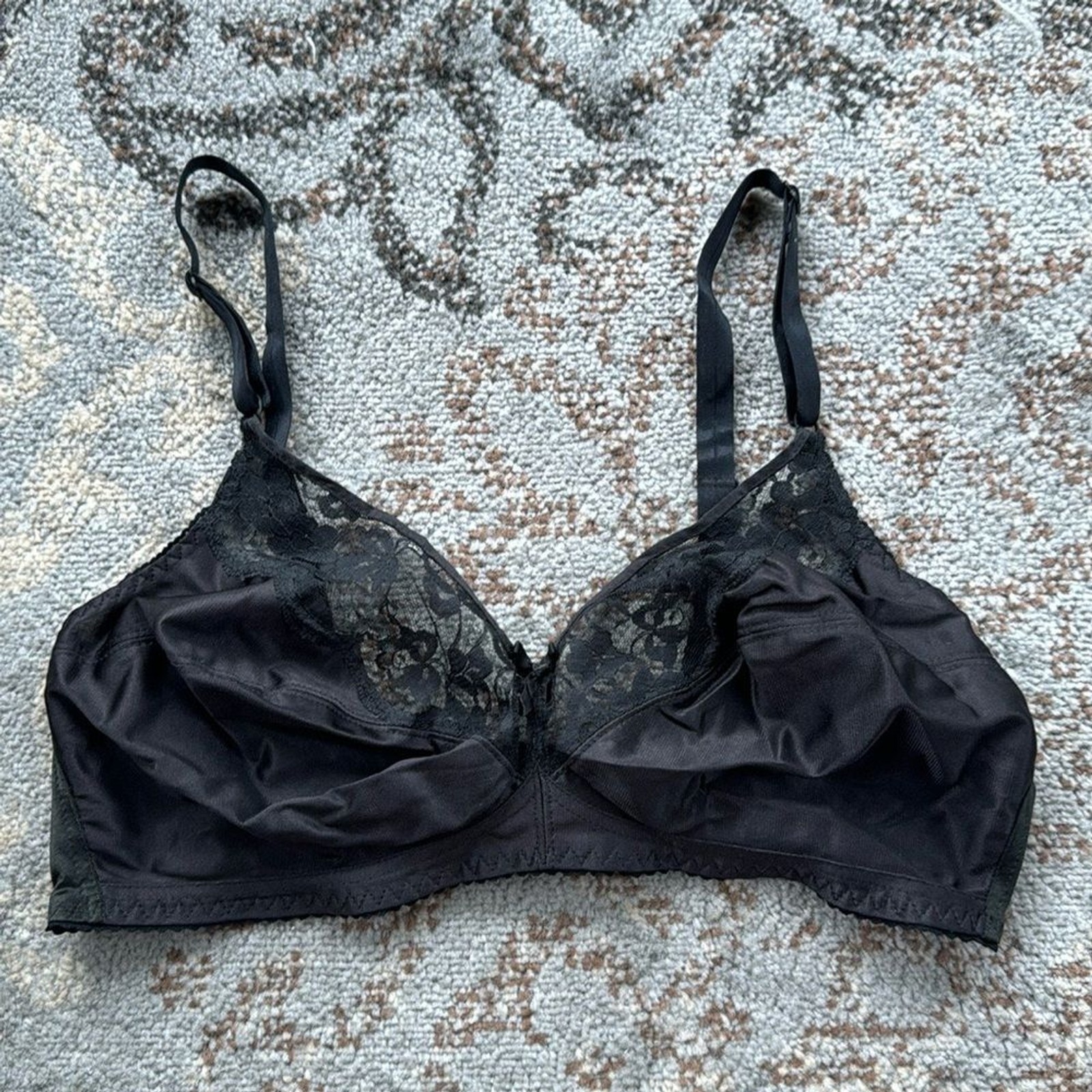 Vintage Best Form Lace Unlined Black Bra 40D