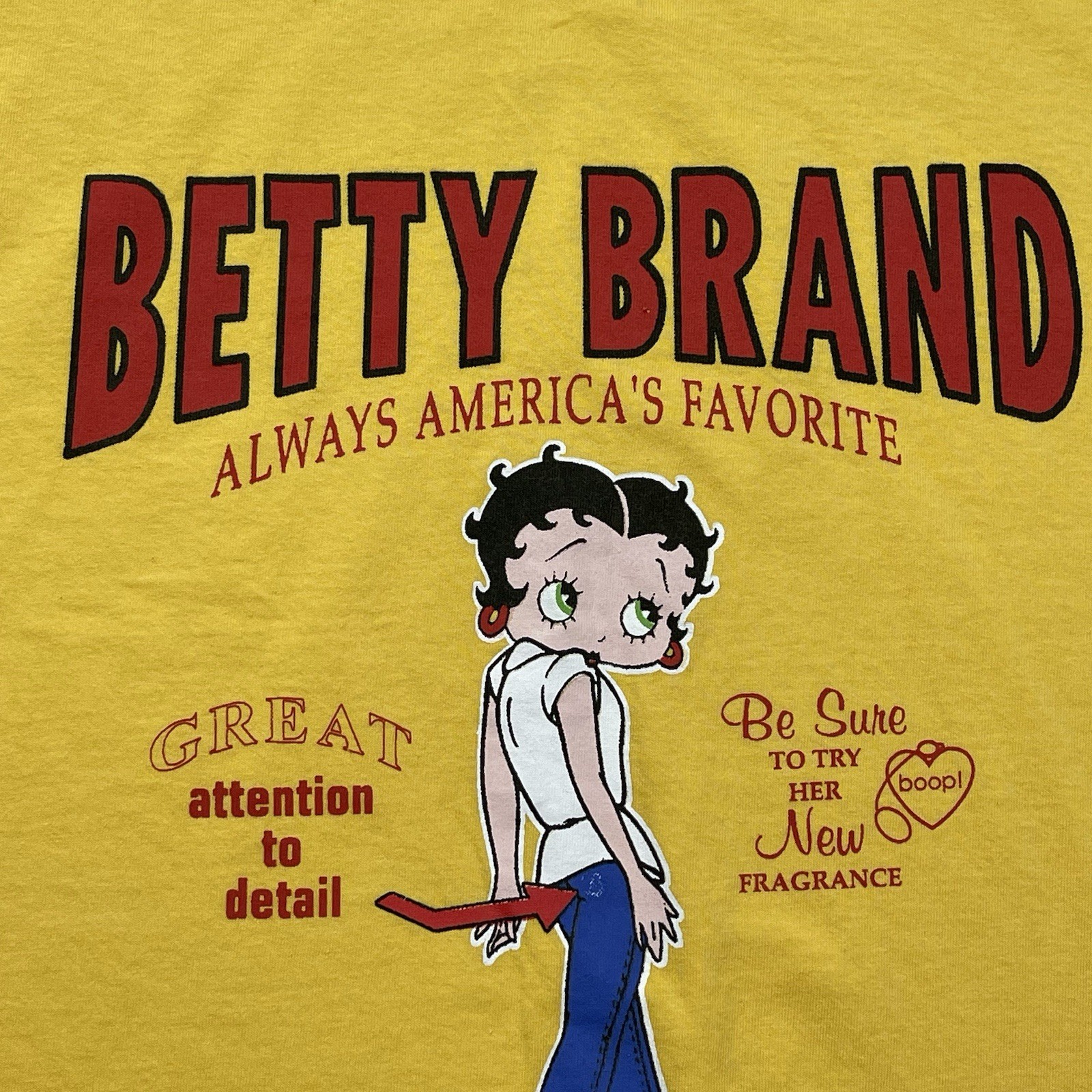 Vintage 1999 Betty Boop Betty Brand Graphic T-Shirt Yellow Medium 90s Y2K Cotton
