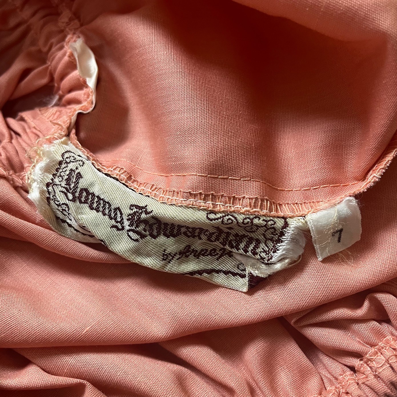 Vintage 70s Young Edwardian Arpeja Pink Off Shoulder Lace Midi Peasant Dress XS