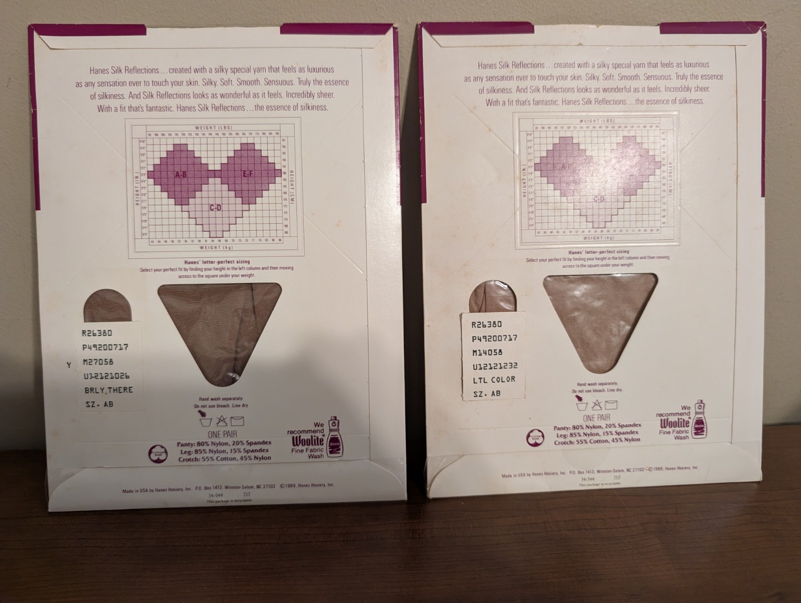 Vtg 2 pr Hanes Silk Reflections FITS LIKE A FANTASY Style 717-AB Different Color