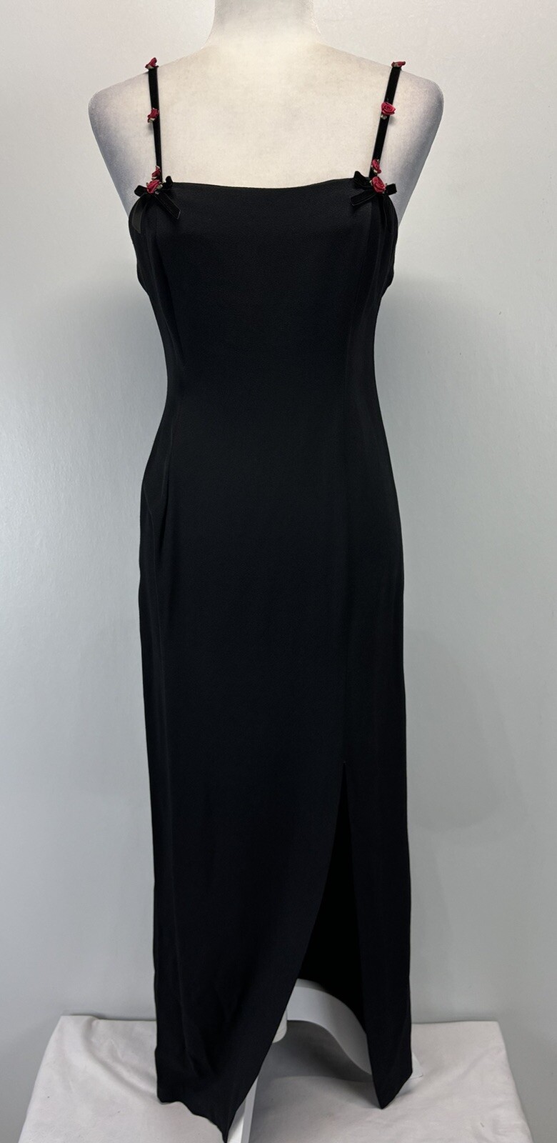 Vtg Stepping’ Out Black Dress Gown Sz 9 Black Romantic Goth Grunge 90’s READ