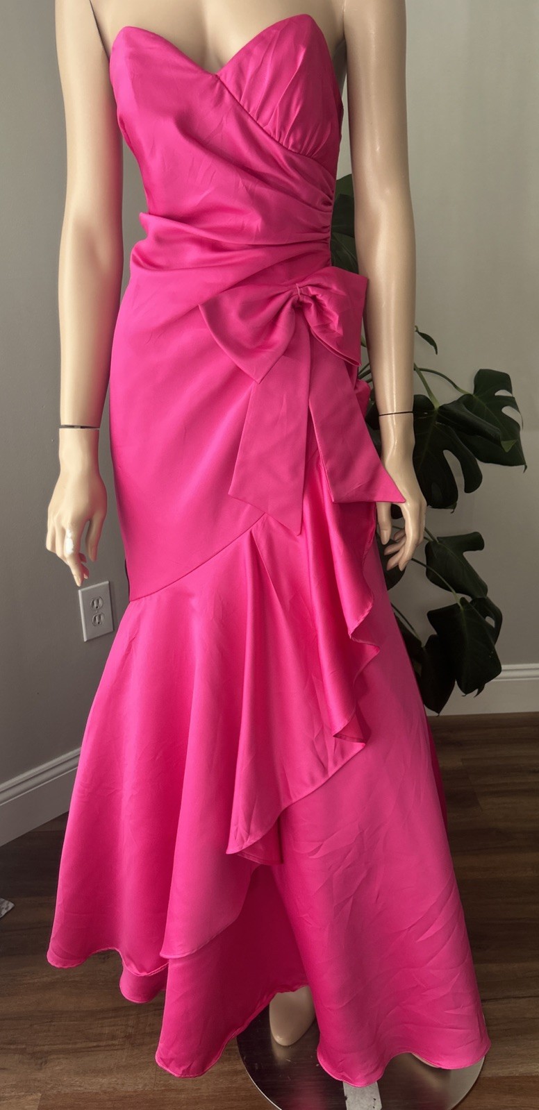 Vintage Masquerade Prom Barbie Pink Ball Gown Mermaid Dress 80s 90s Bow