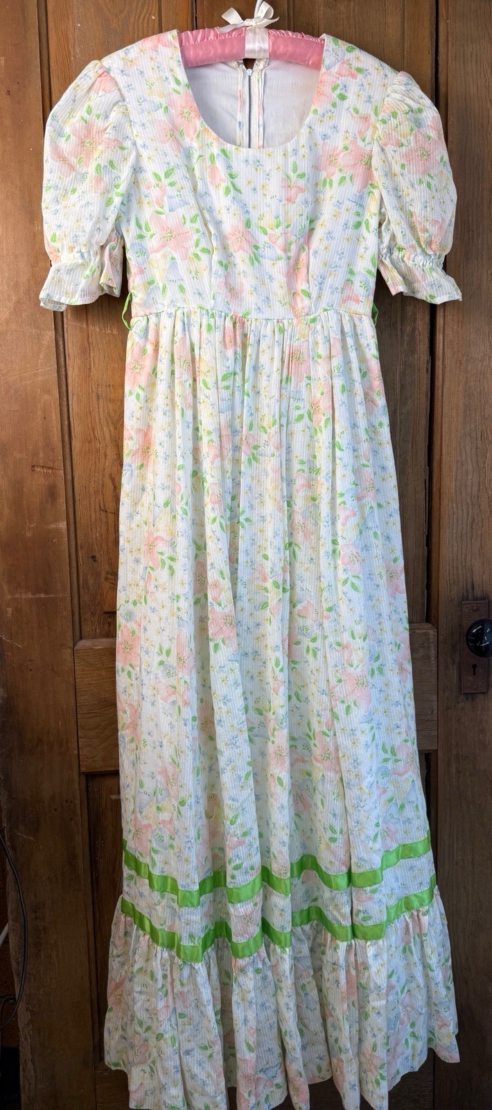 Vintage 70’s floral prairie maxi dress small