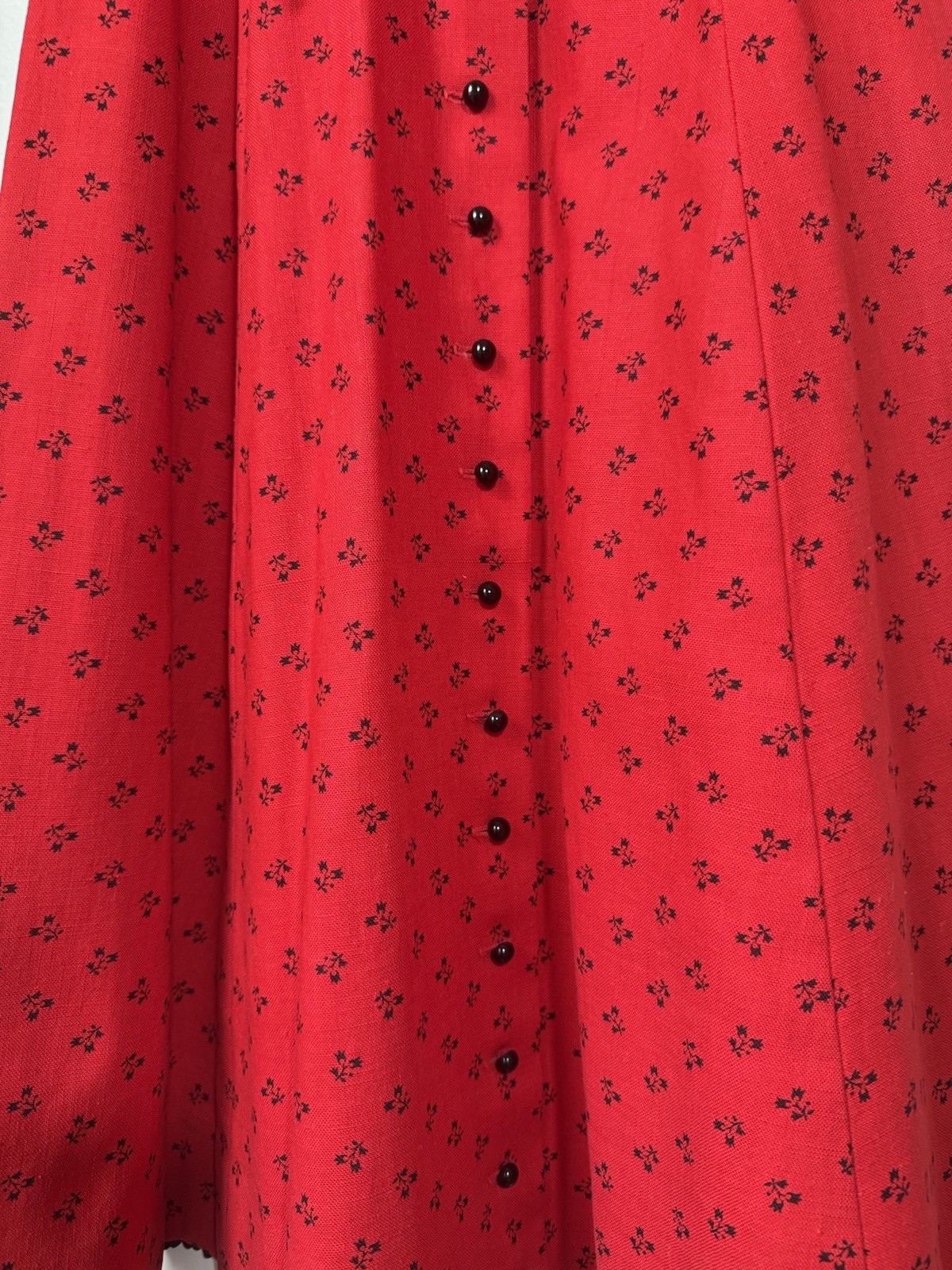 Vintage Lanz Original Red Floral Button Front Dress 1950s-60s Austrian Style S