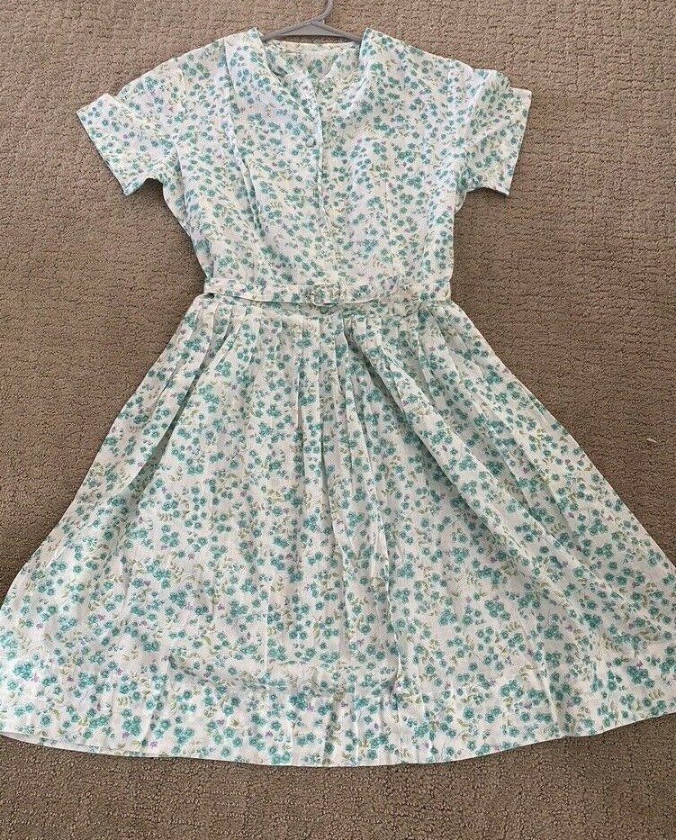 VINTAGE NPC FASHION COTTON, BELTED DRESS SZ S