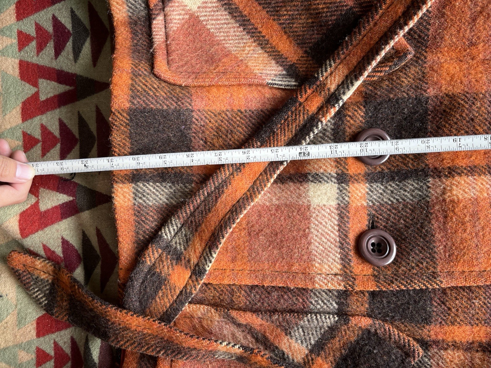 Vtg 70s Wool Rayon Plaid Coat Jcaket Sz Small