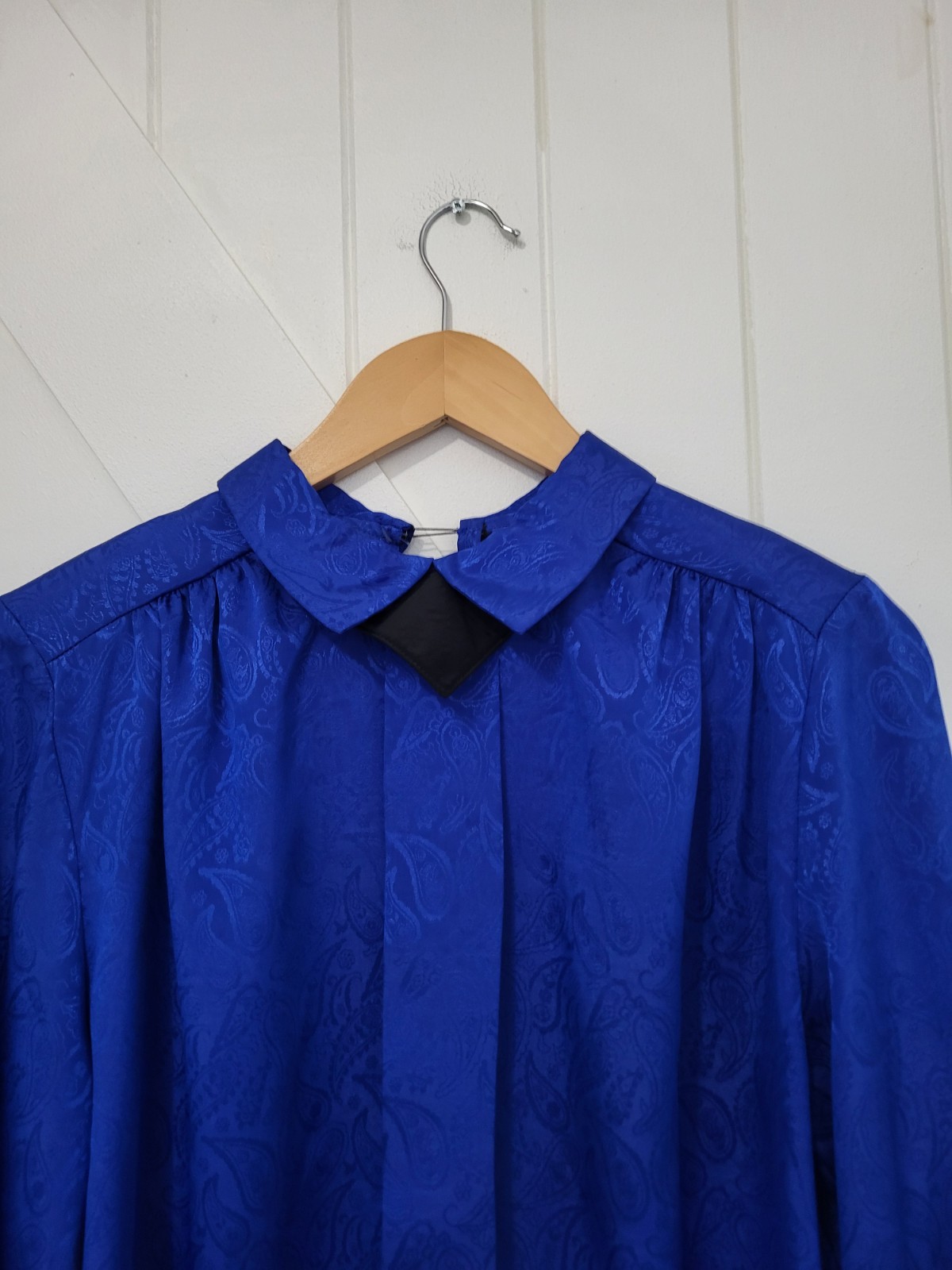 VTG Blue Paisley Long Sleeve Blouse ILGWU Union Made Women’s M Made In USA