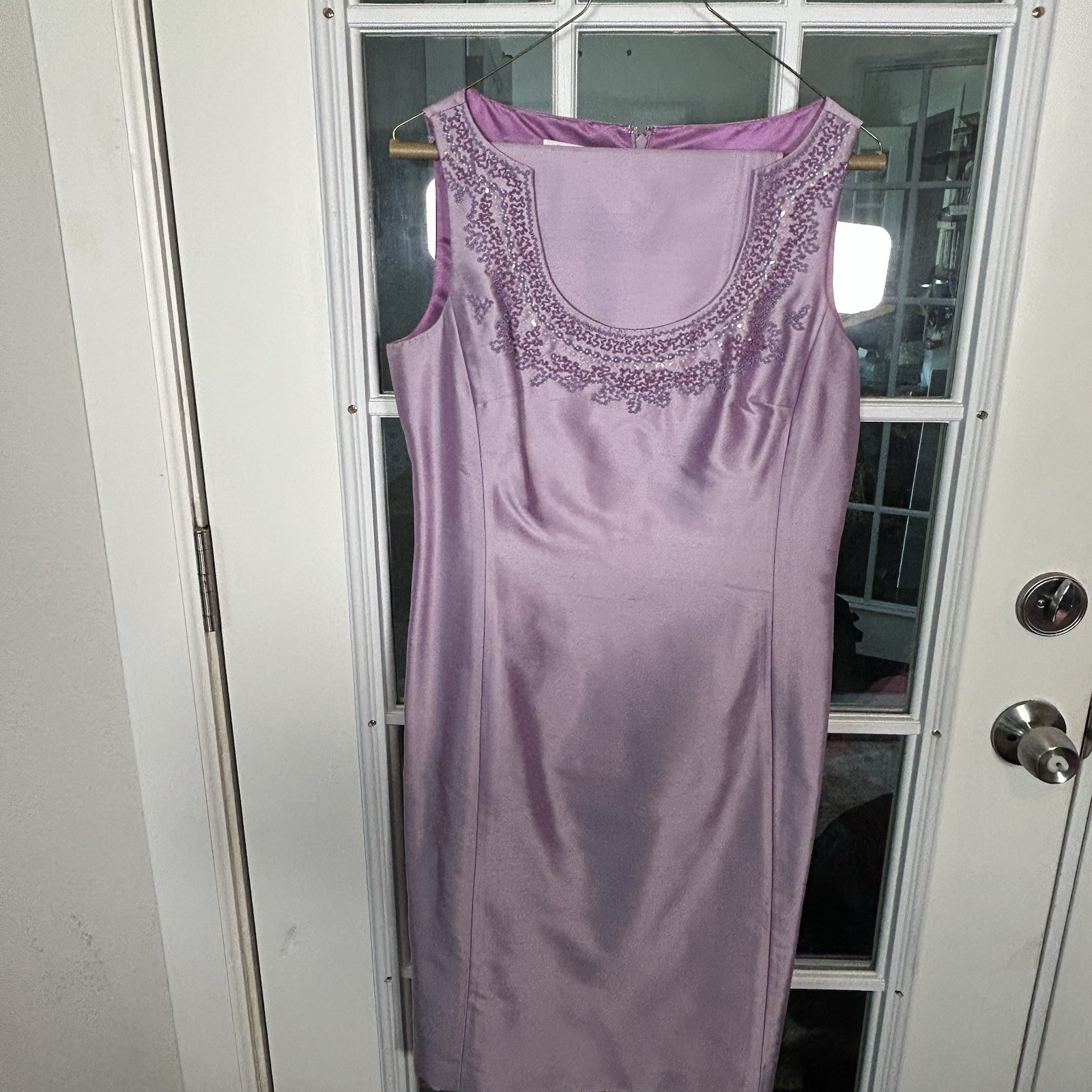 Lillie Rubin X Kay Unger Vintage 1990s 100% Silk Lavender Beaded Dress Jacket 6