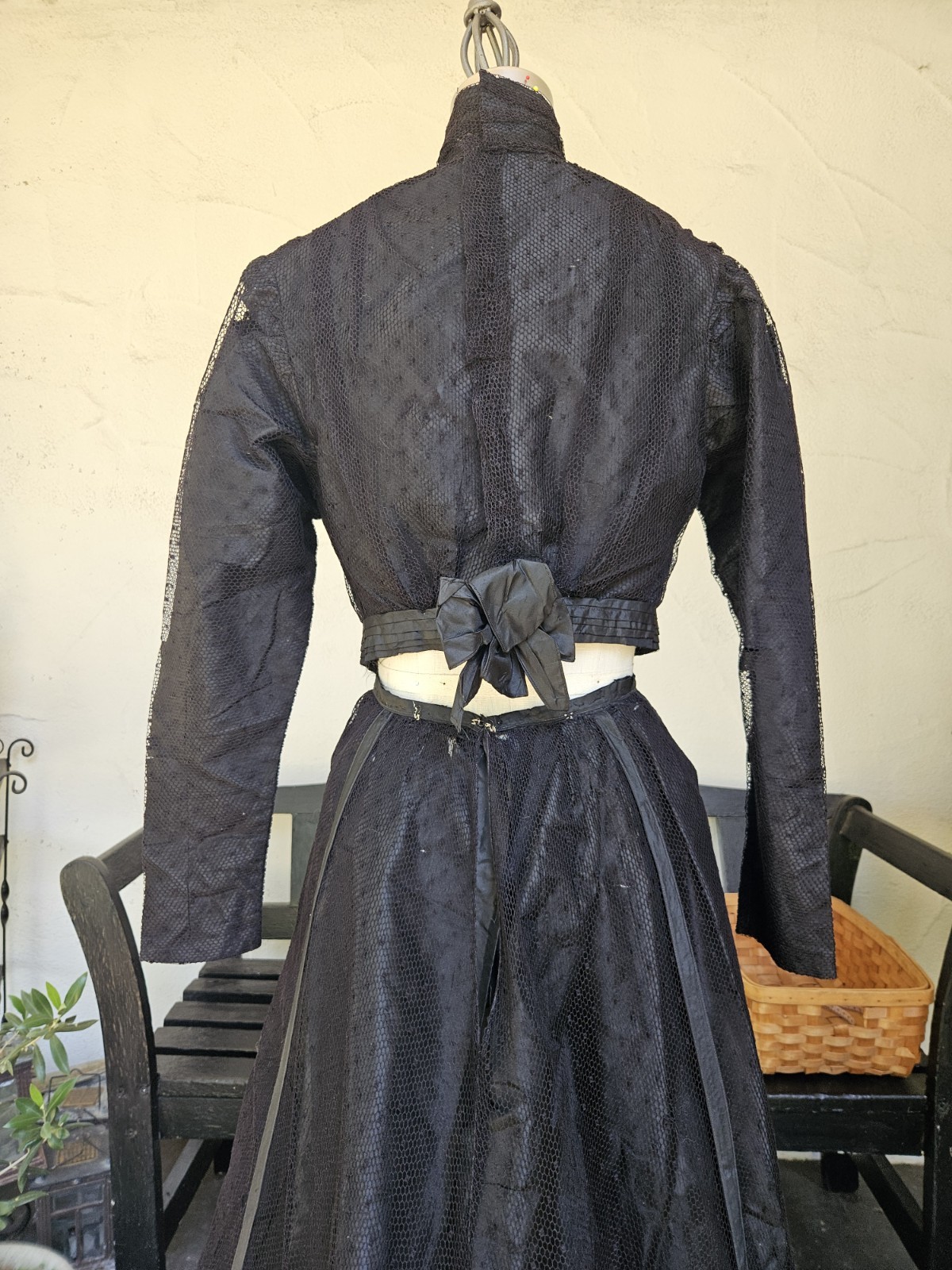 Haunted Antique 1800s Victorian Mourning Dress 2 Piece Black 19th Century Size M