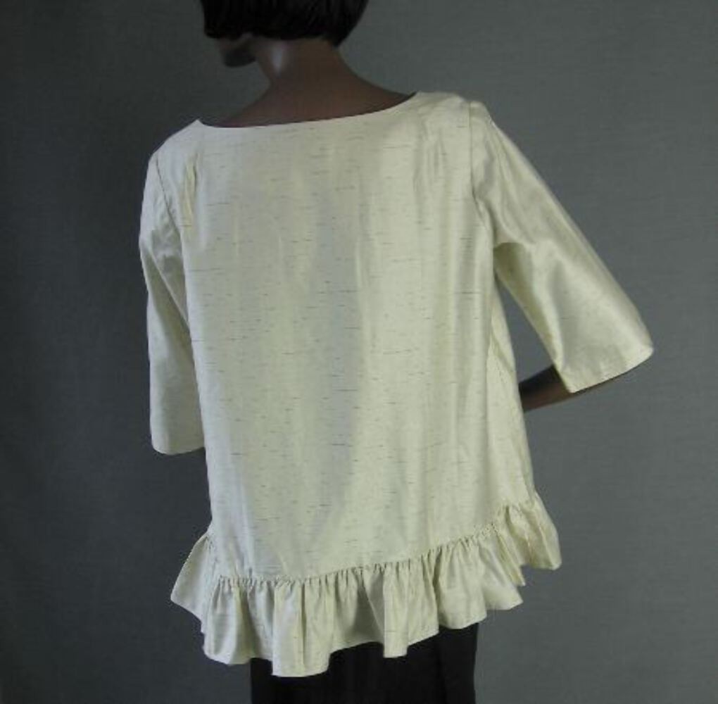 50s Top VTG 60s Women’s Blouse Trapeze Jeweled Treasure Chest Ruffle Edge Shirt