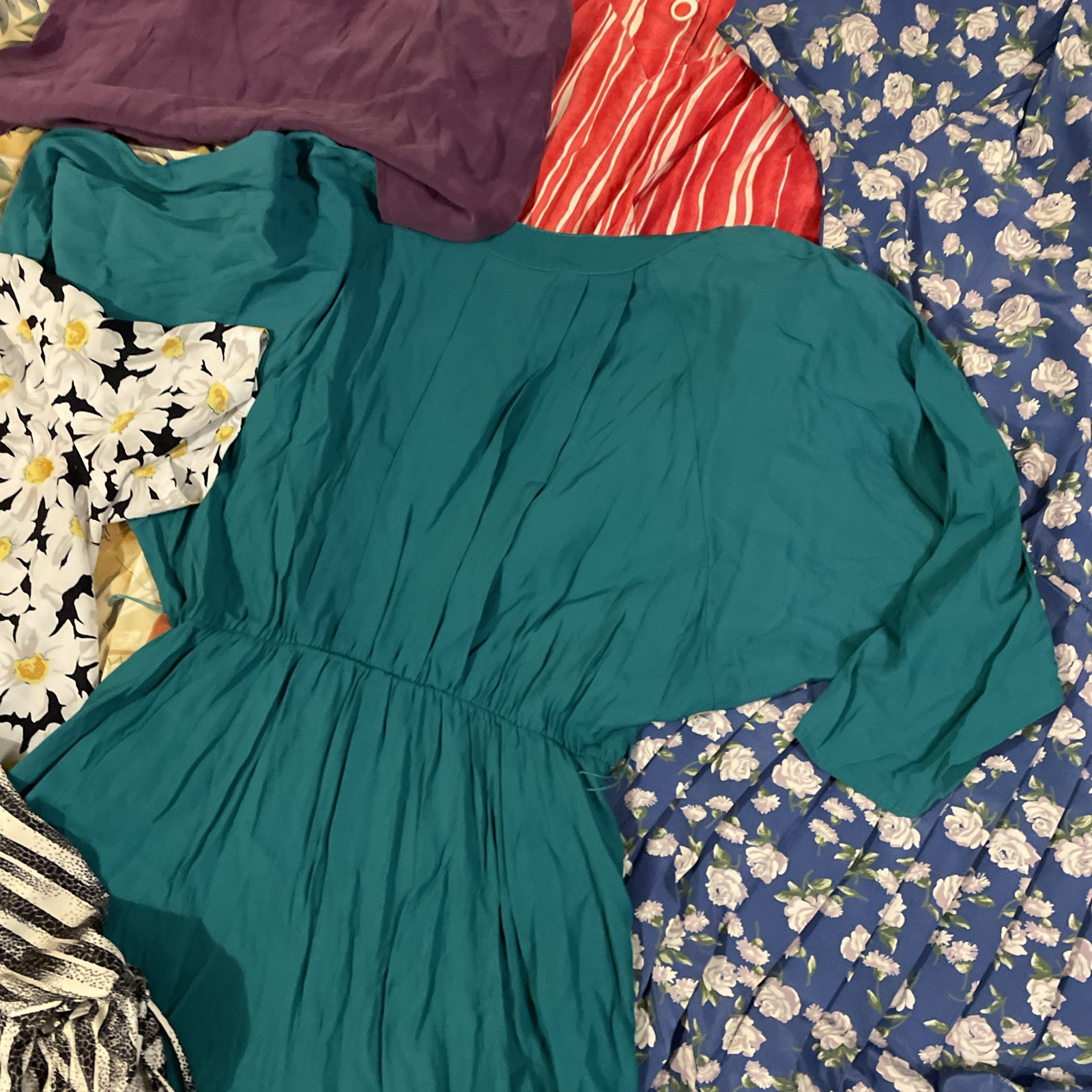 10x Vintage LOT Dresses Blouses Lot 1980s Secretary Midi Floral M L XL Silk Mod