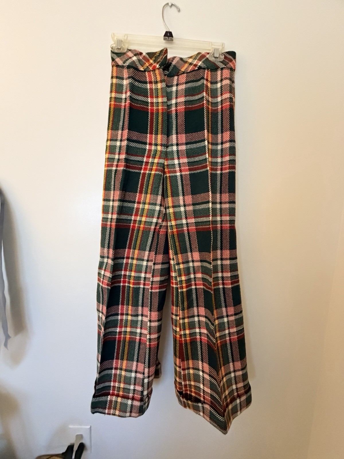 VTG 70’s Bobbie Brooks Bell Bottom Pants Plaid 26” Waist XS Retro Hippie