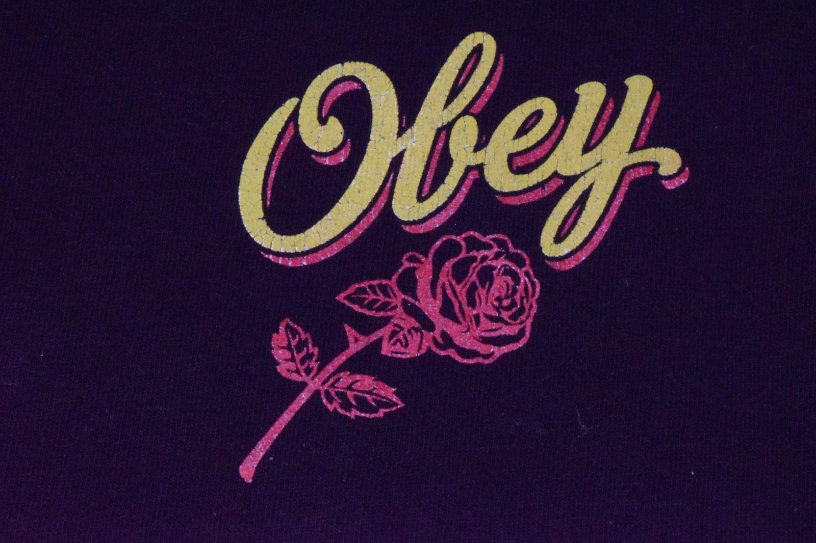 Vintage T-Shirt Obey Size L/XL Y2K Red Rose Logo Embellished Long Sleeve Street