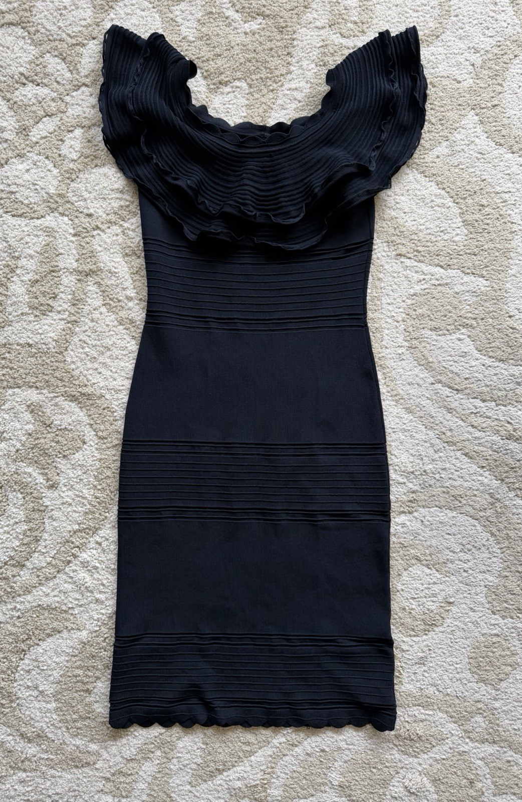 Vintage Black Cocktail Dress Eliza J Sz S Stretch, Slim Knit Goth Witch Body Con
