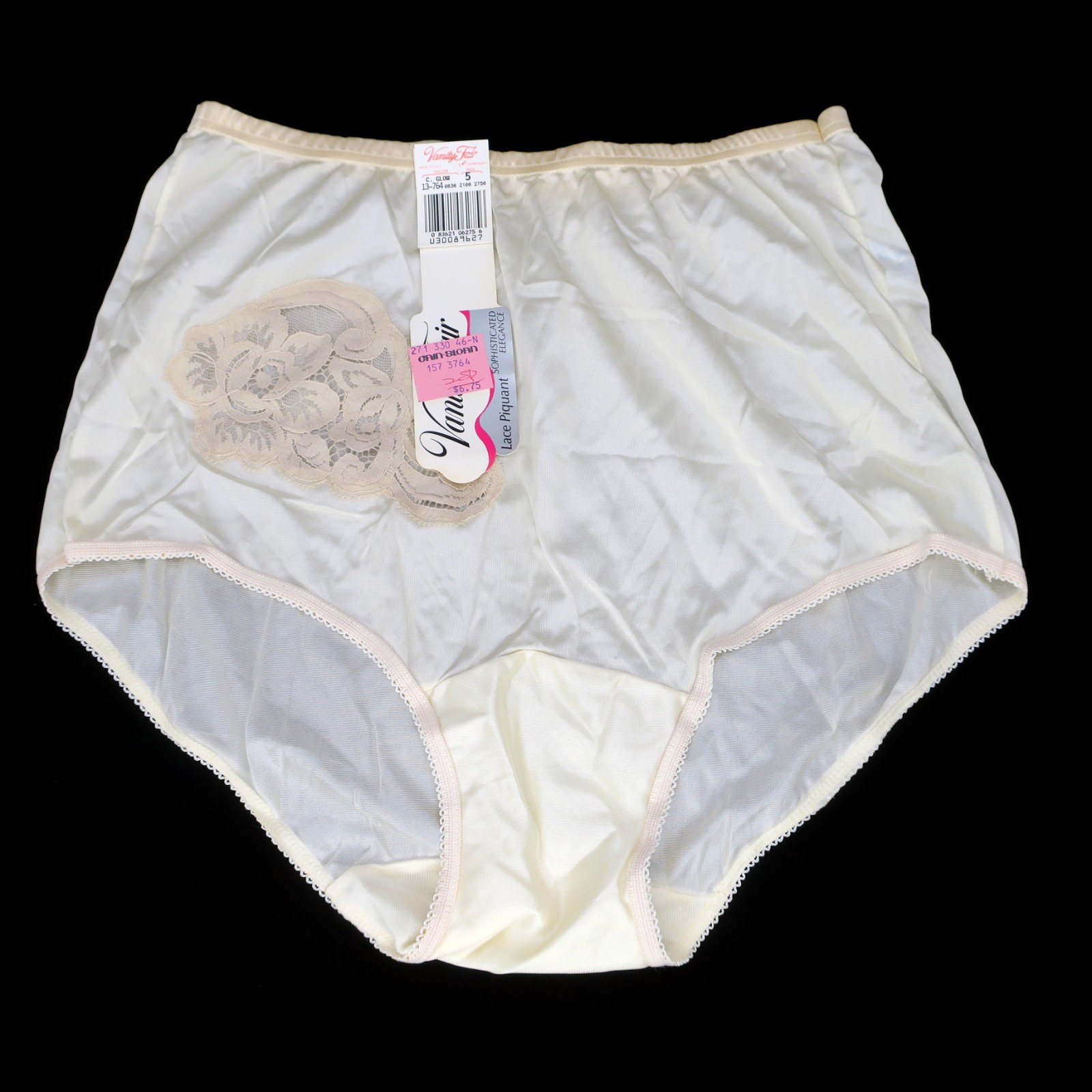 Vanity Fair Vintage Glow Lace 100% Tricot Nylon Panties Size 5 USA Made