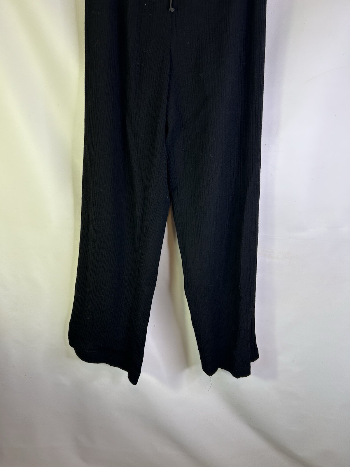 Vintages 90s Pants Womens 8 Wool Crepe Knit Drawstring Black Lagenlook Clean