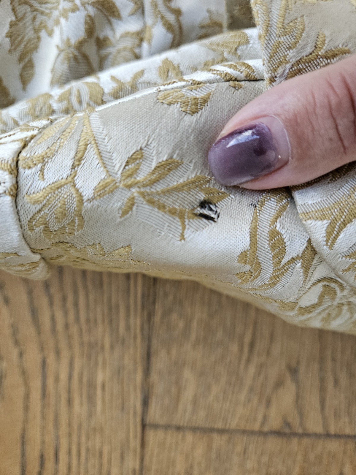 Vintage ILGWU Brocade Floral Jacket Top & Skirt Suit Beige Gold 1960s
