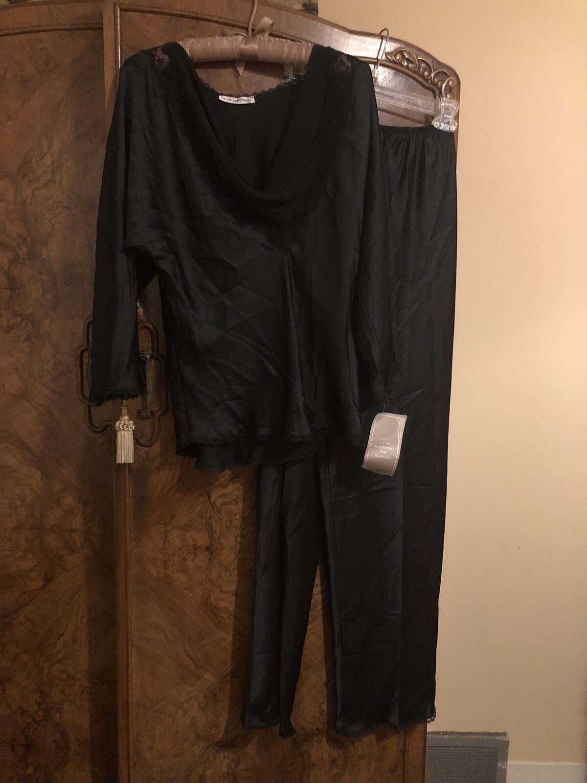 Vintage 1990’s Ralph Montenero Lounge Pajamas Set Sexy Black NOS Original Tags